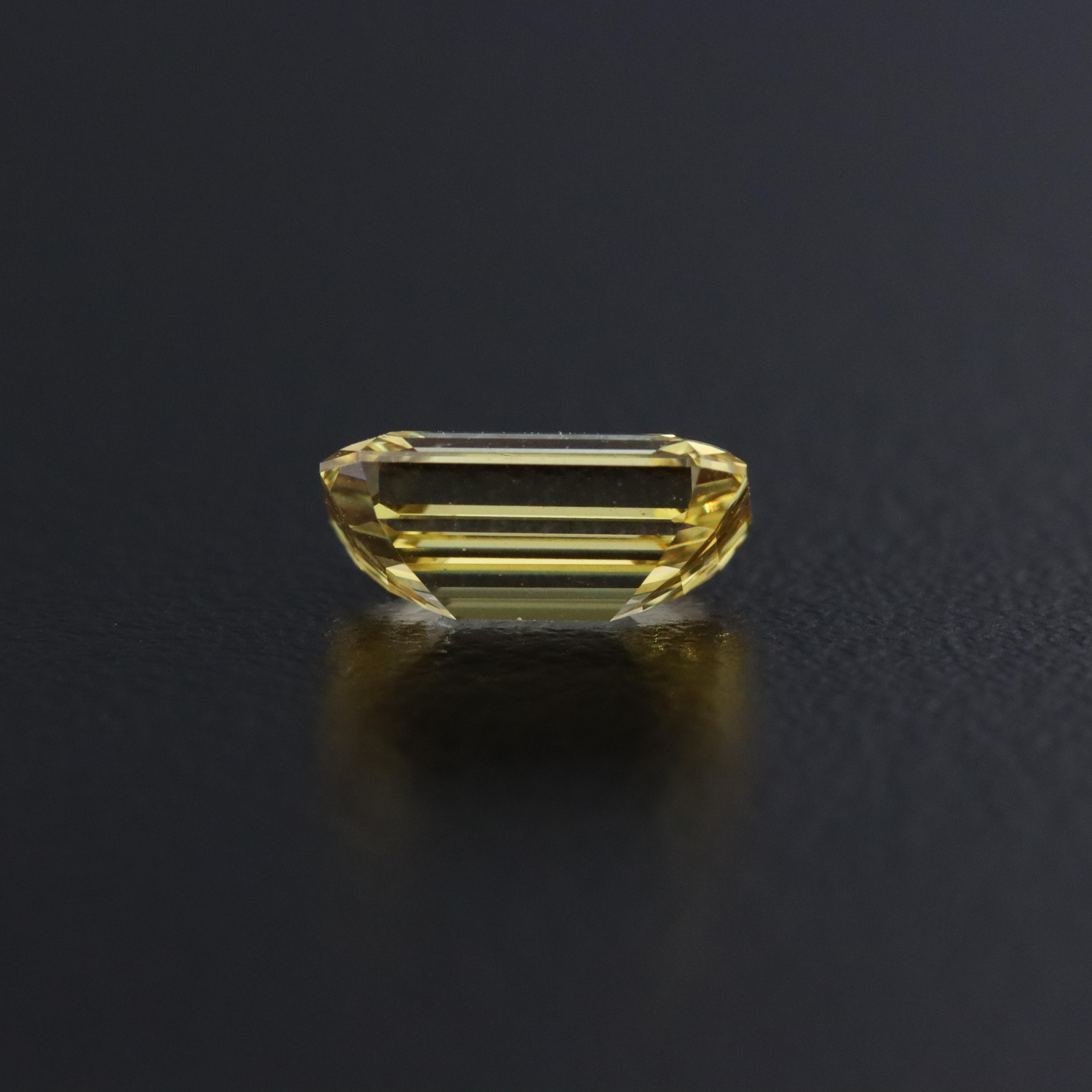 Loose 1.38 CT Lab Grown Fancy Yellow Diamond with IGI Report