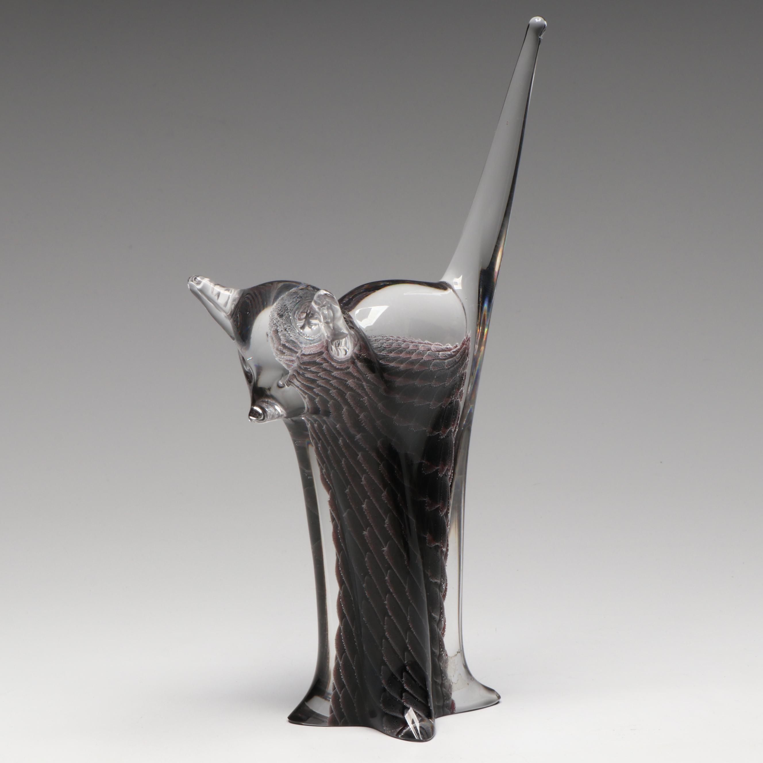 FM Marcolin Swedish Handmade Art Glass "Cat" Figure