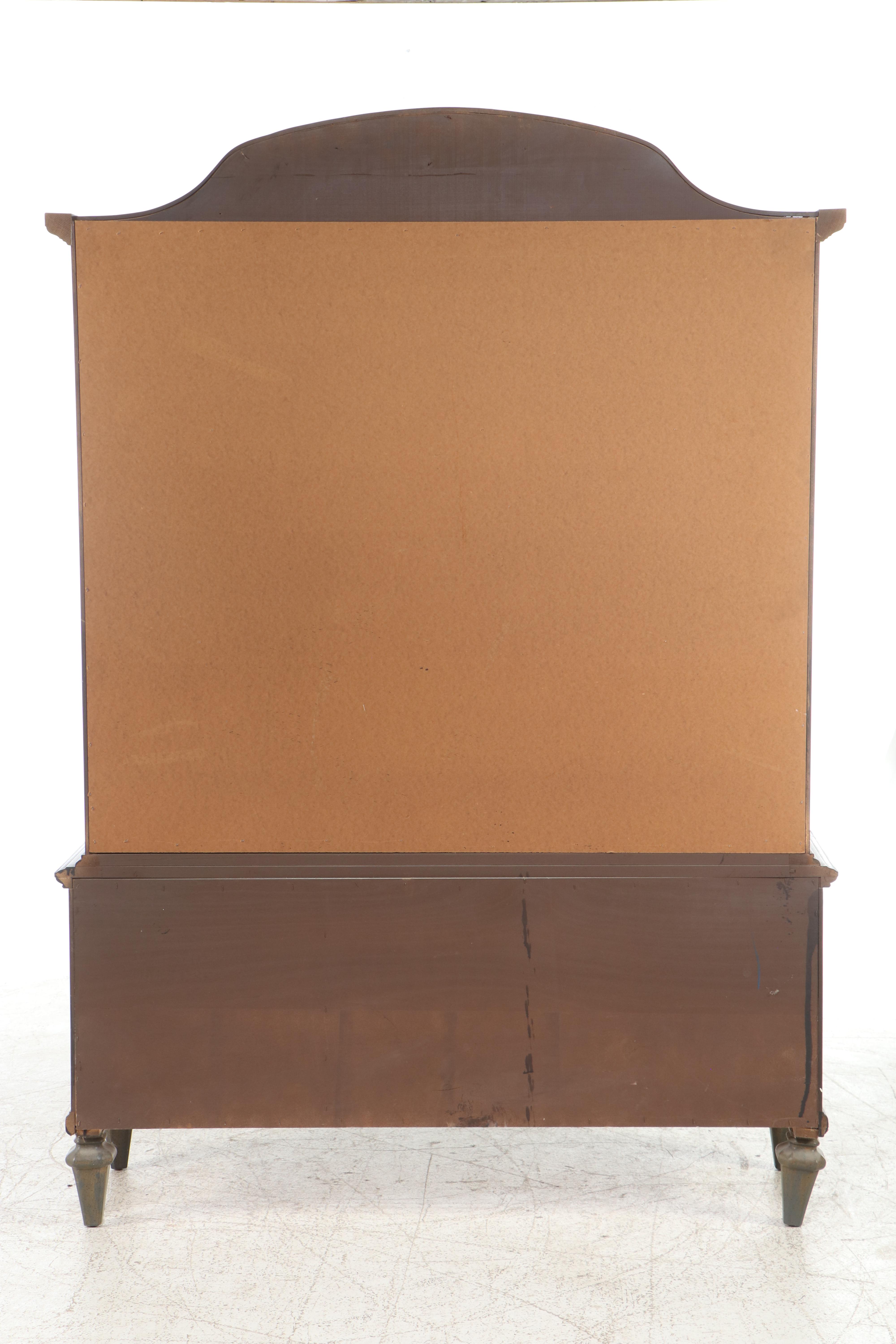 Mediterranean Style Teal Painted China Cabinet