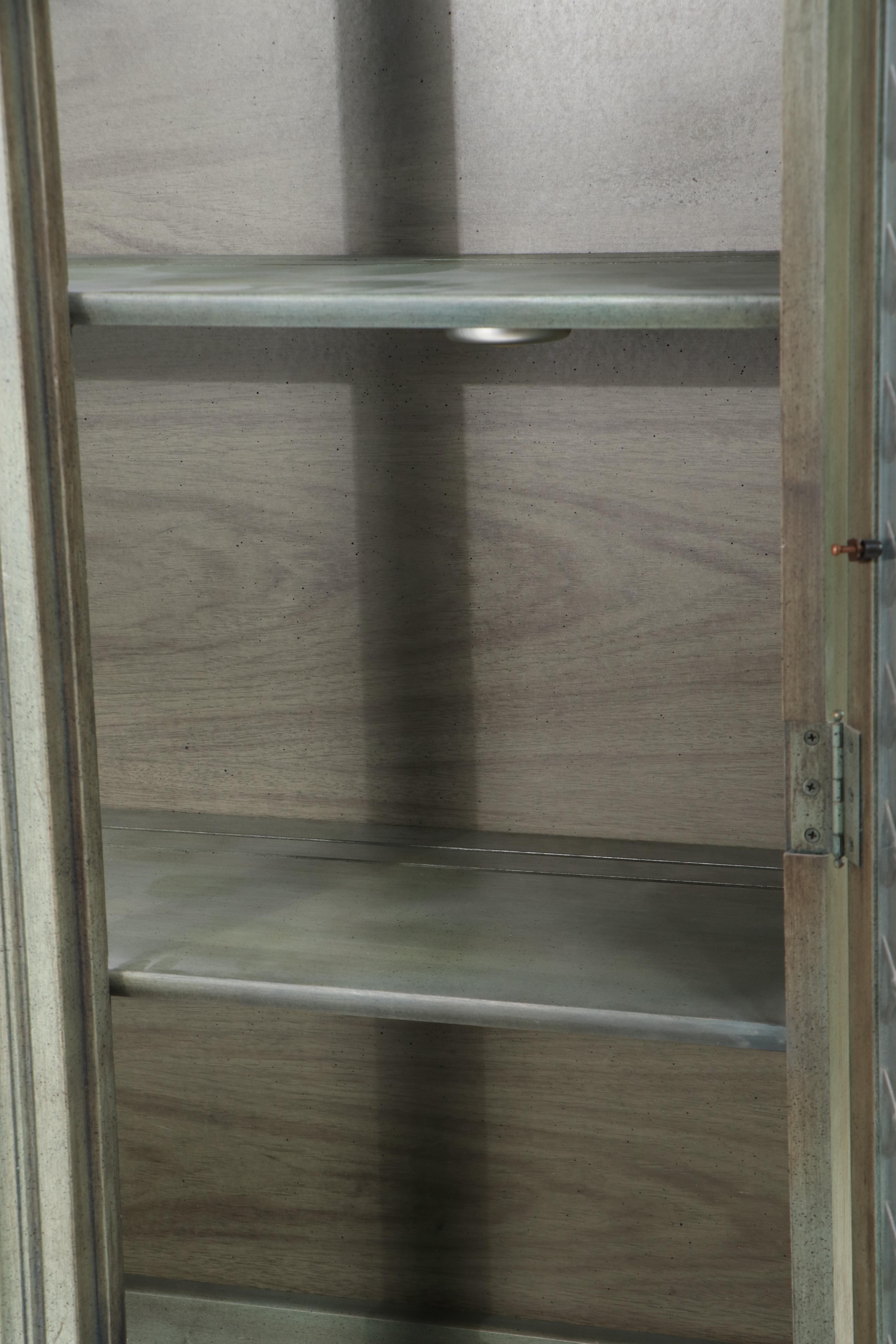 Mediterranean Style Teal Painted China Cabinet