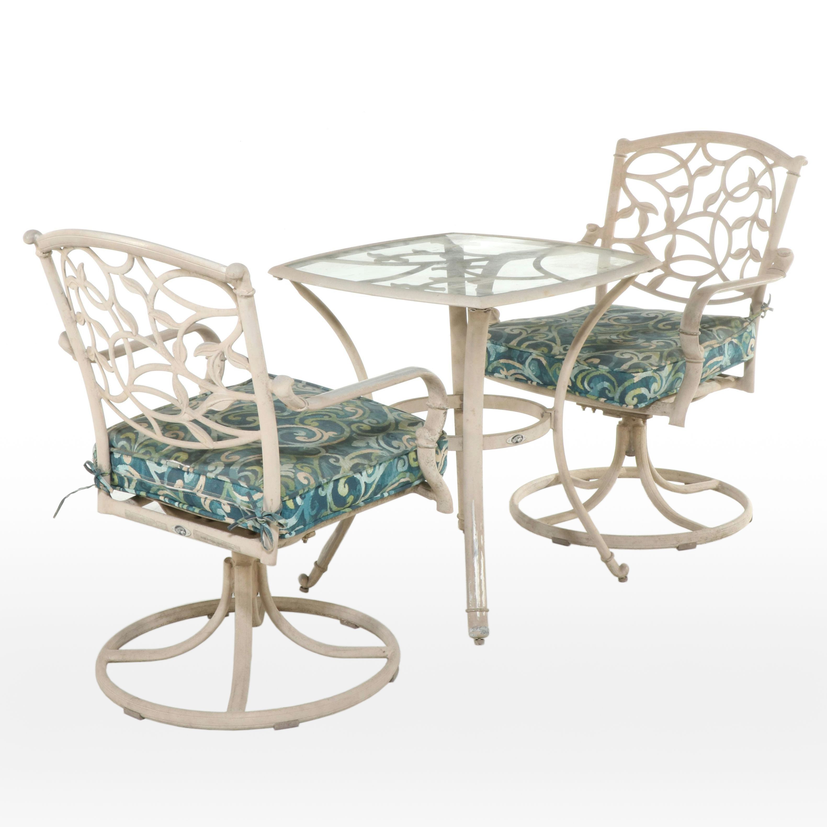 Hampton Bay Aluminum Swivel Armchairs with Bistro Table