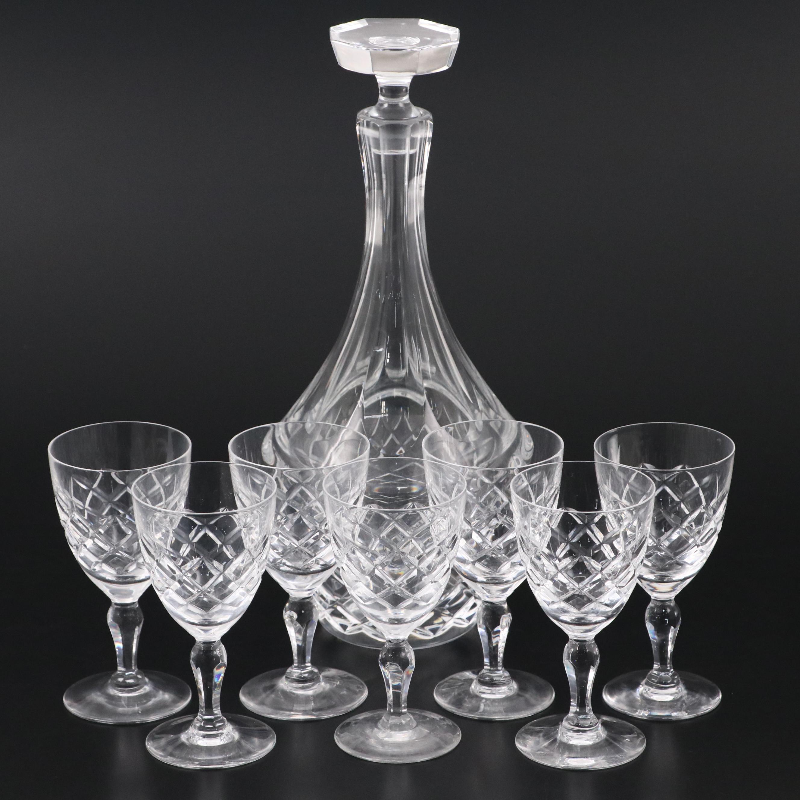 Orrefors "Karolina" Crystal Decanter and Sherry Glasses