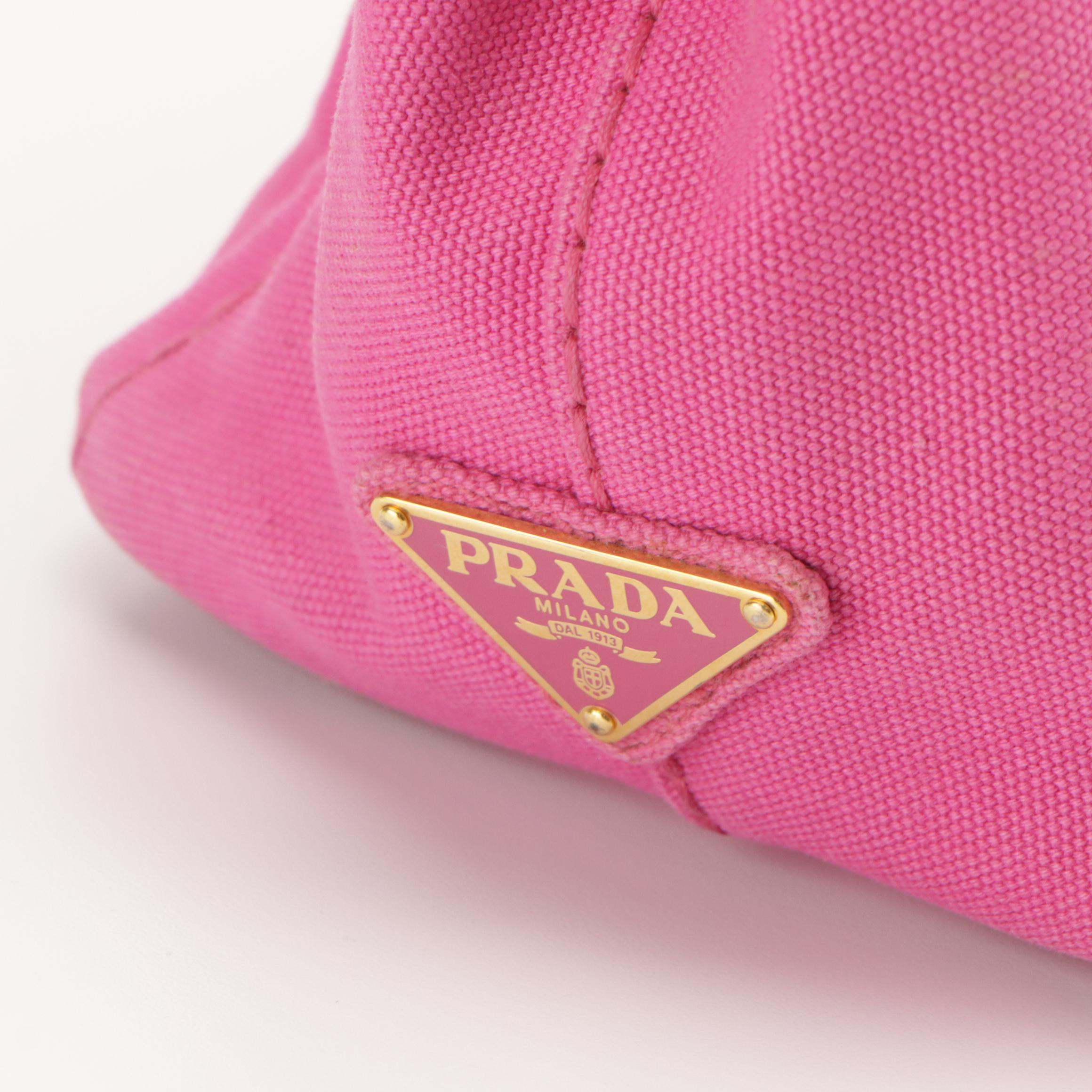 Prada Pink Canapa Logo Canvas Handbag