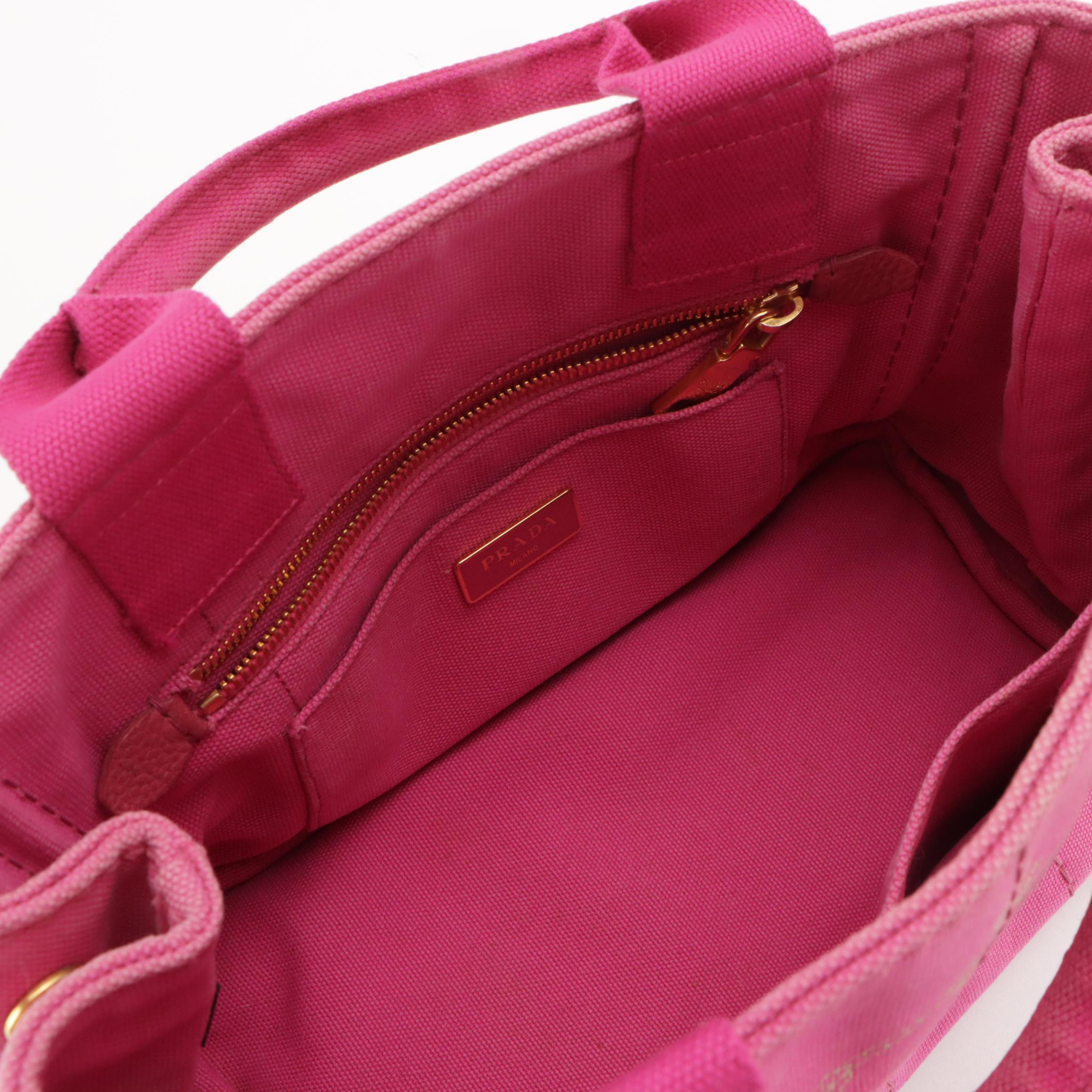 Prada Pink Canapa Logo Canvas Handbag