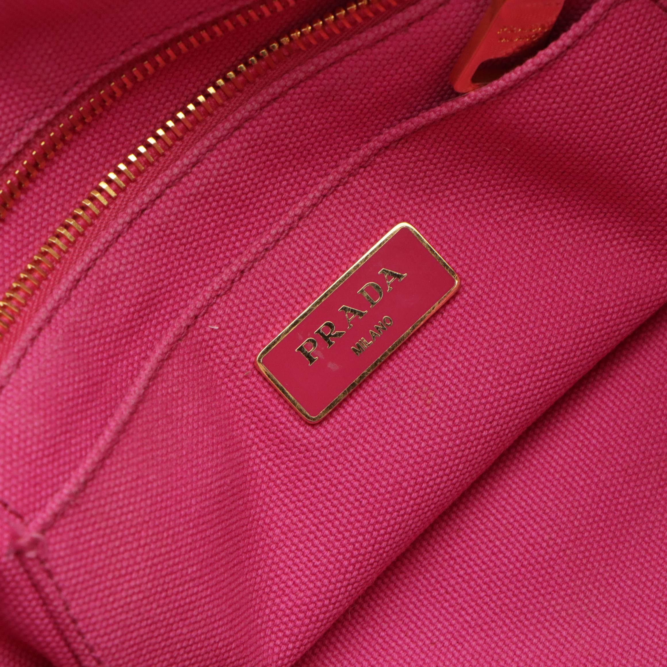 Prada Pink Canapa Logo Canvas Handbag