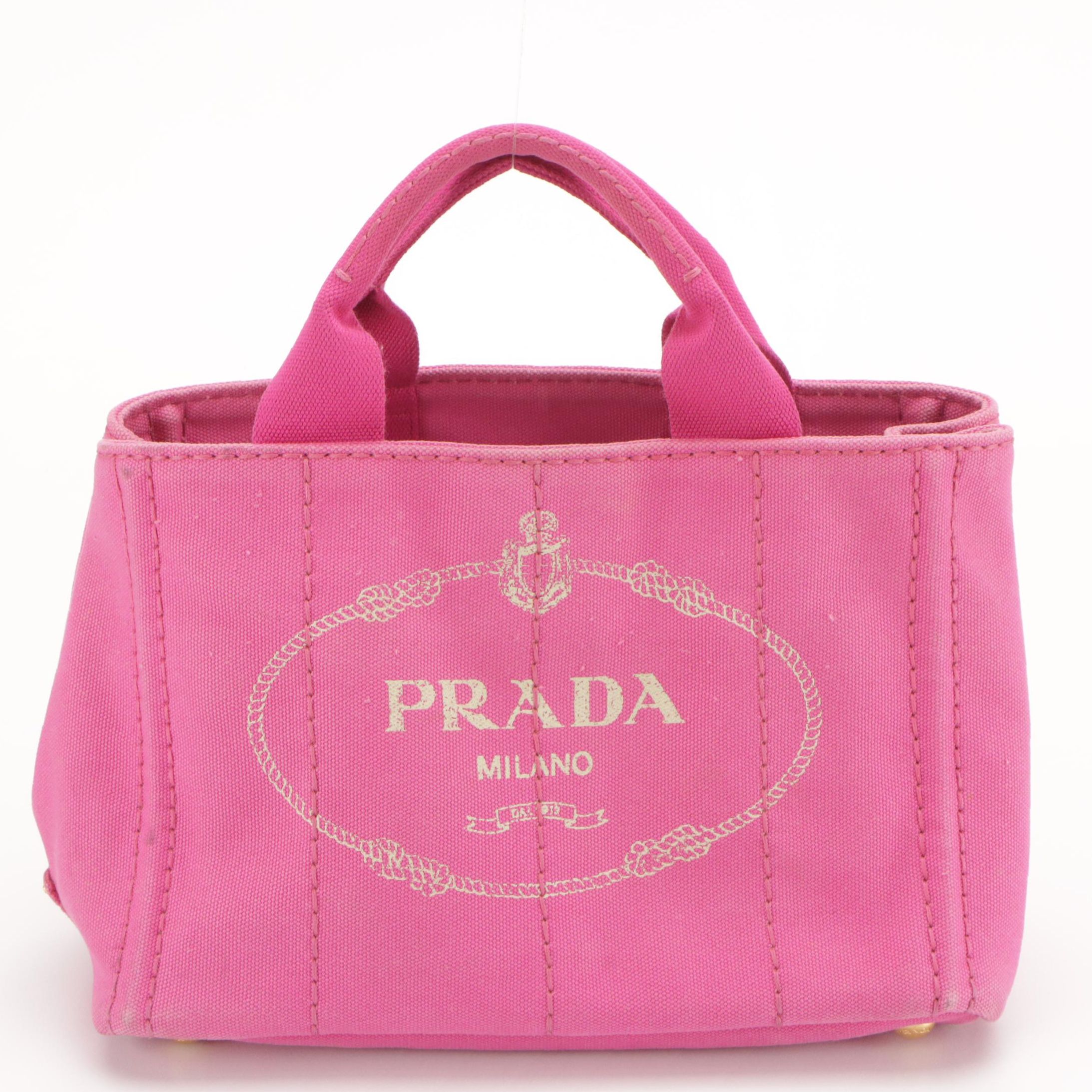 Prada Pink Canapa Logo Canvas Handbag