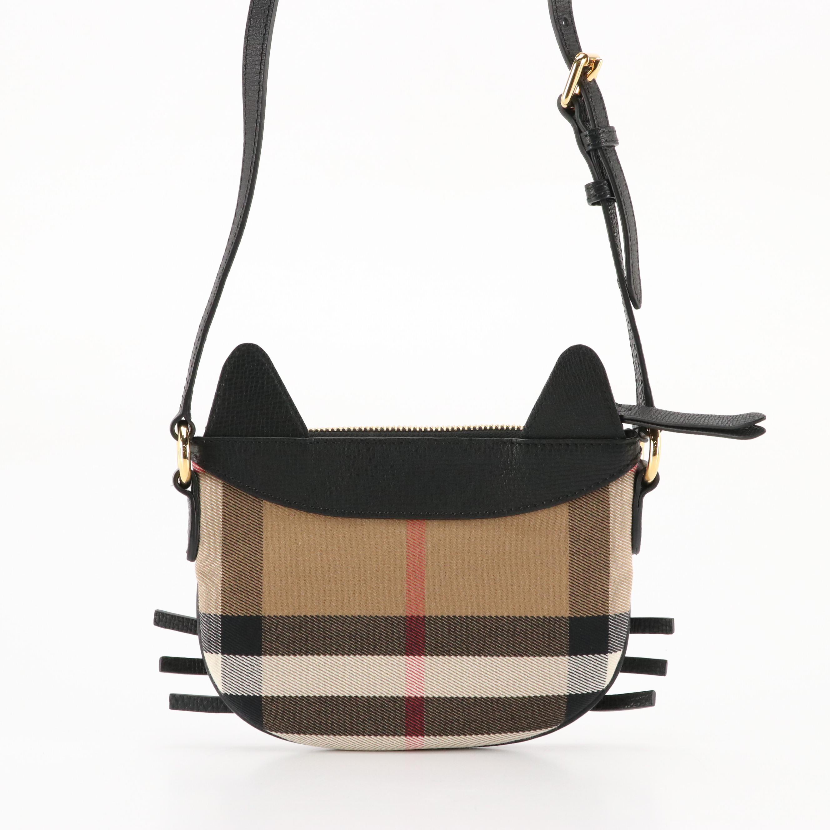 Burberry Children 'Cat Crossbody' in House Check Canvas and Leather, With Box