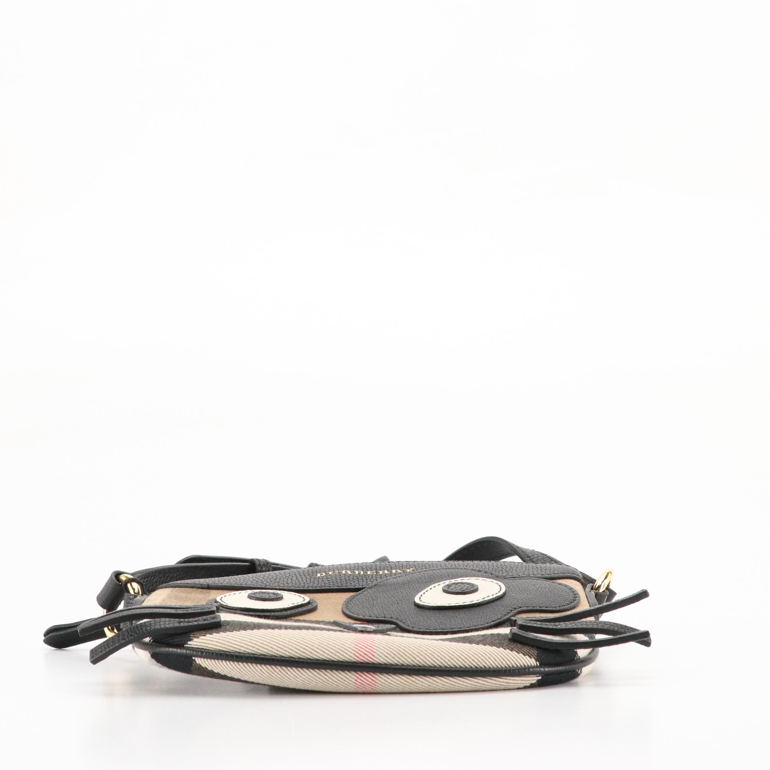 Burberry Children 'Cat Crossbody' in House Check Canvas and Leather, With Box