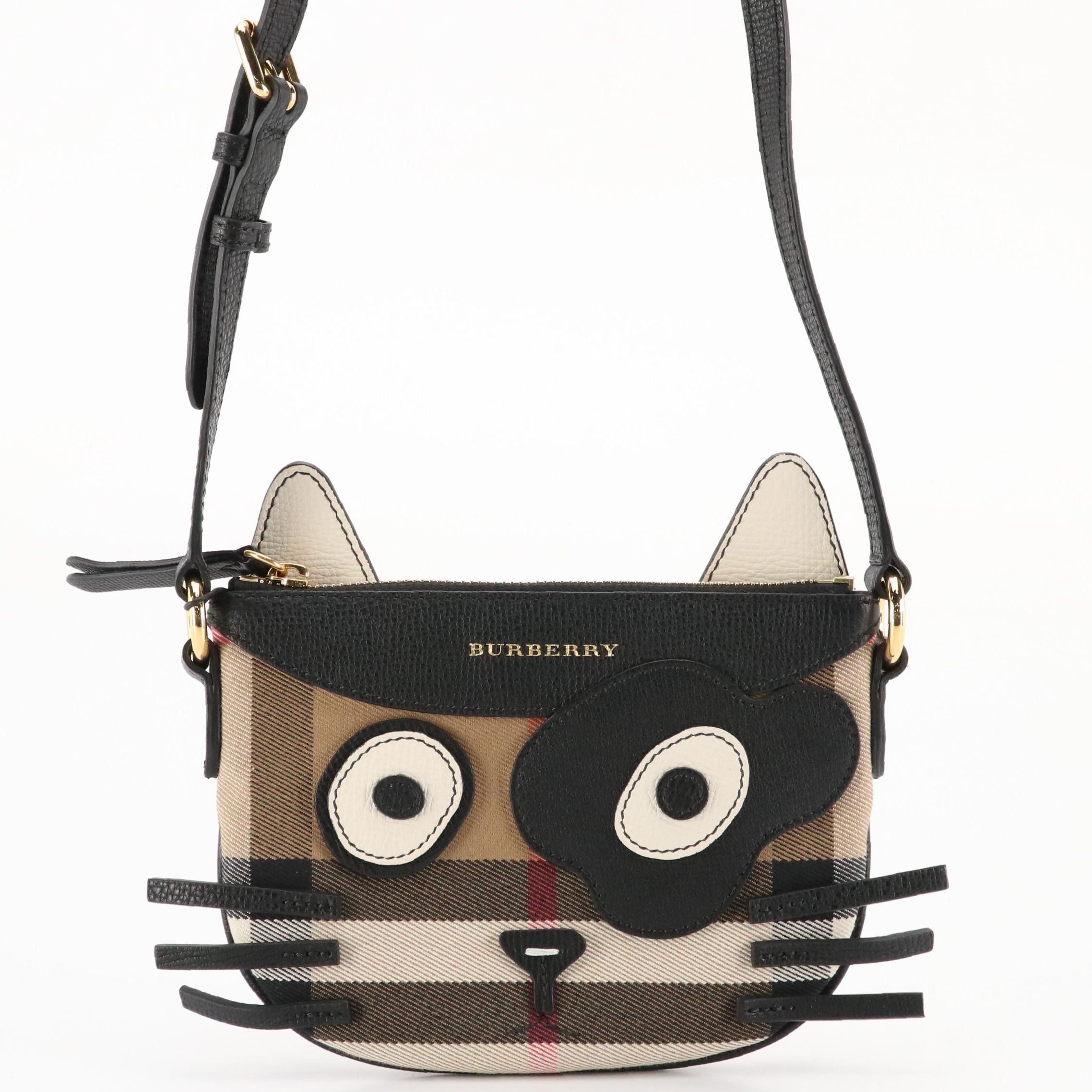 Burberry Children 'Cat Crossbody' in House Check Canvas and Leather, With Box