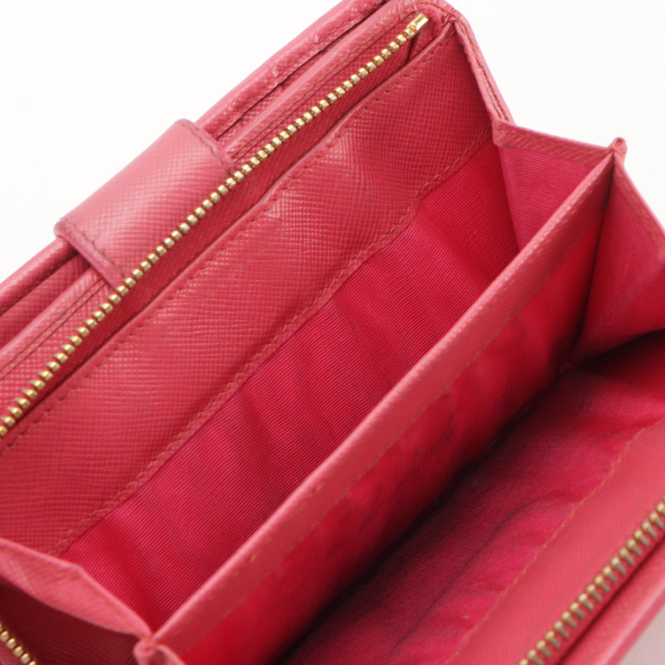 Prada Saffiano Leather Compact Zip Wallet with Box