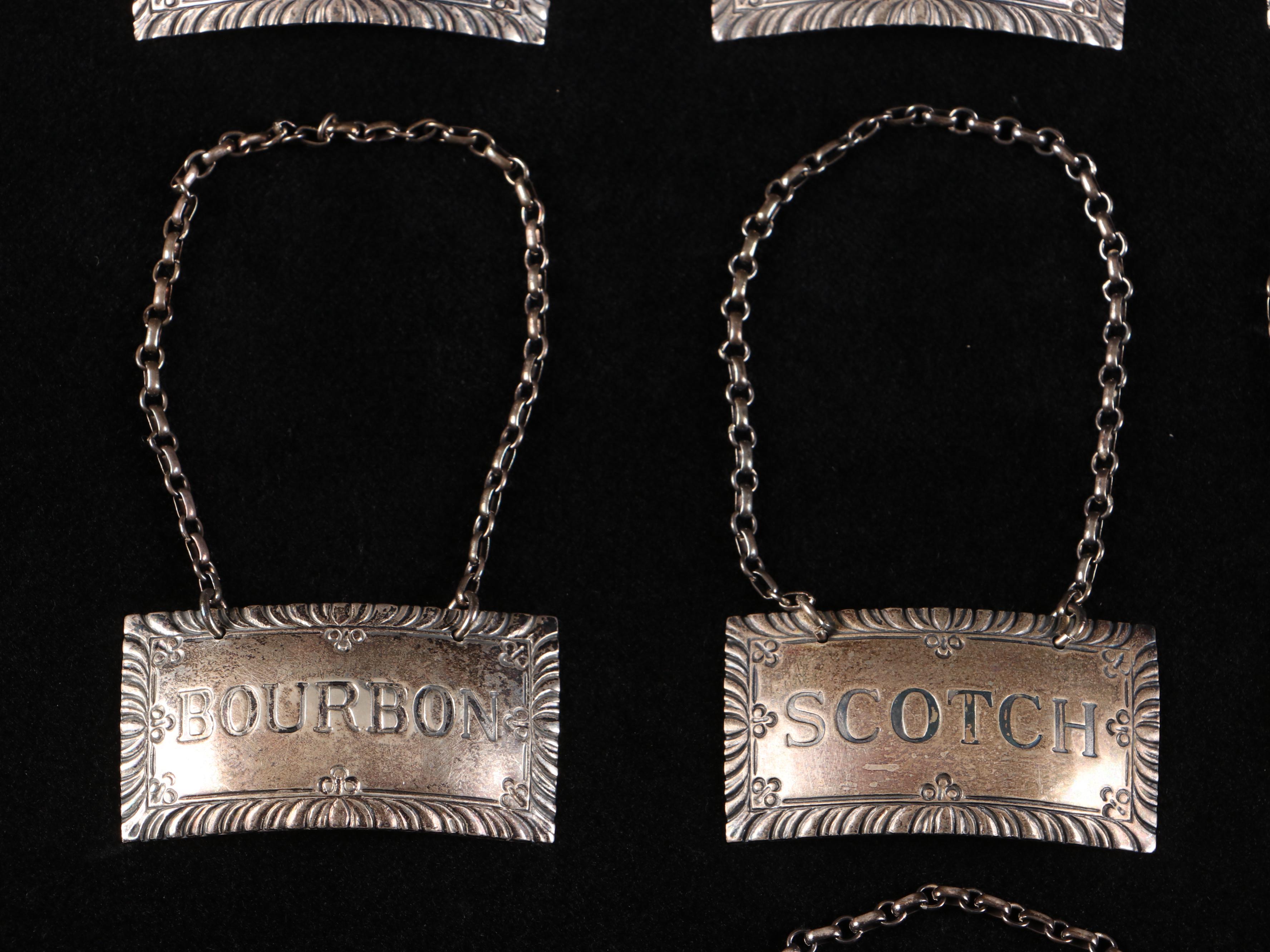 Stieff Williamsburg Restoration Sterling Silver Bottle Tags