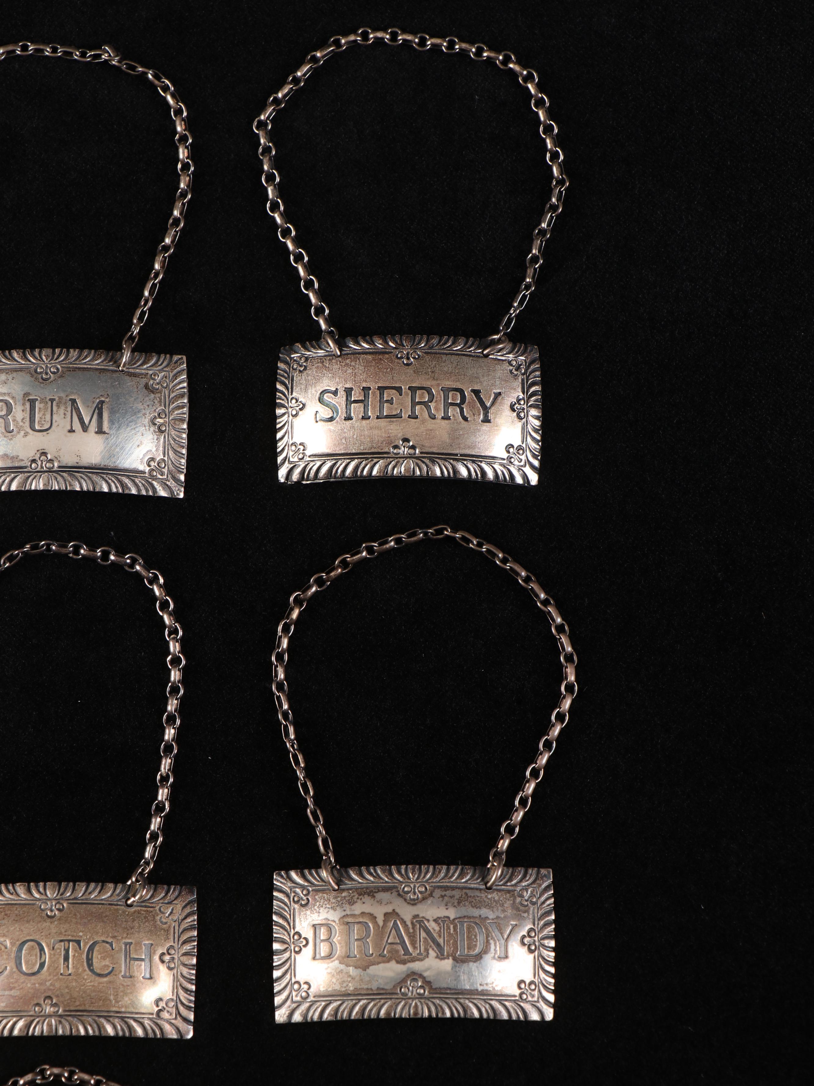 Stieff Williamsburg Restoration Sterling Silver Bottle Tags