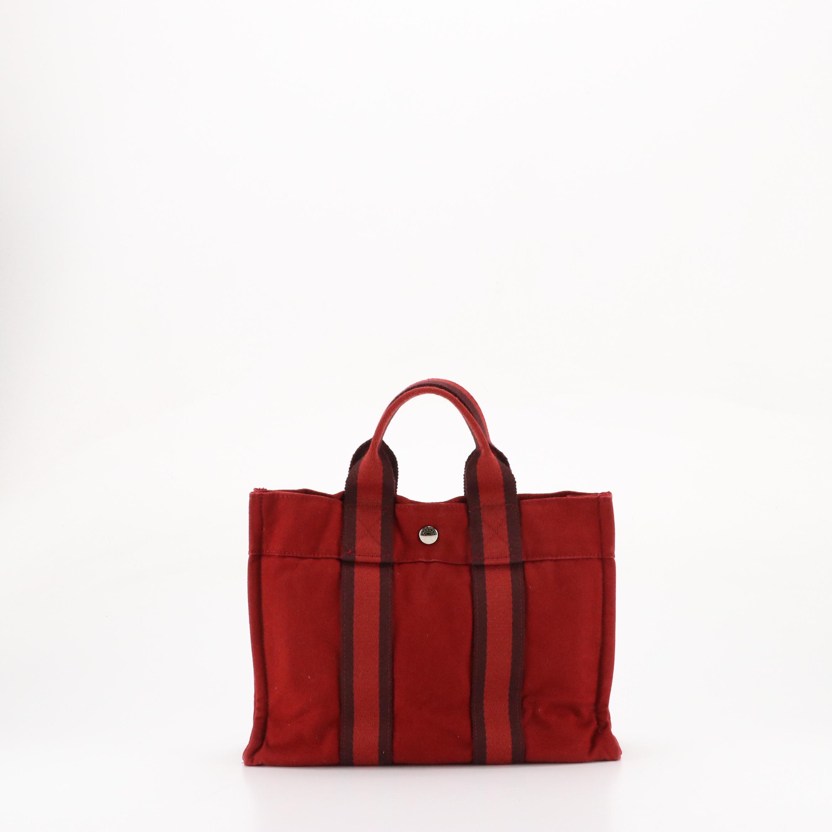 Hermès Fourre-Tout PM Handbag in Red Cotton Canvas
