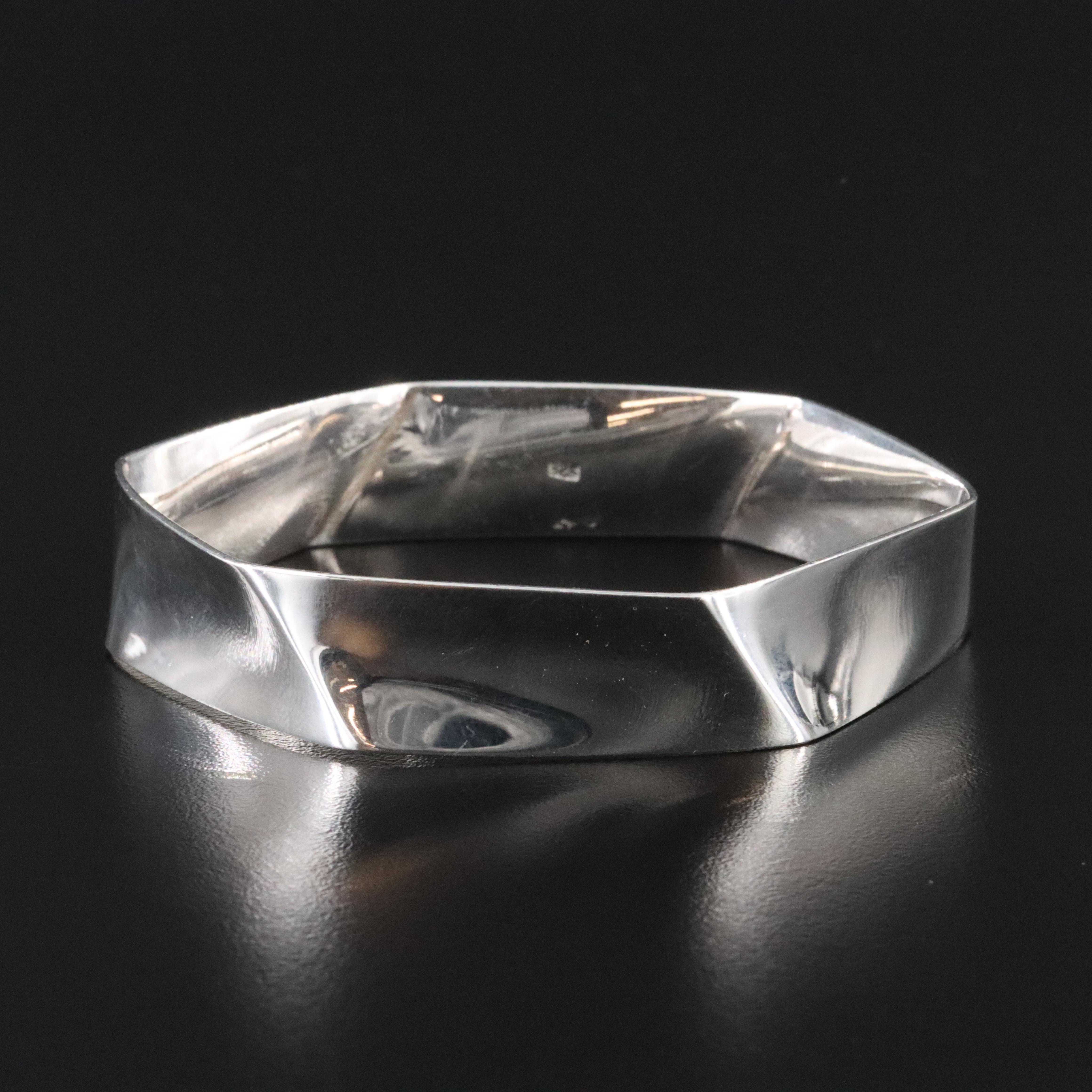 Sterling Hexagonal Bangle