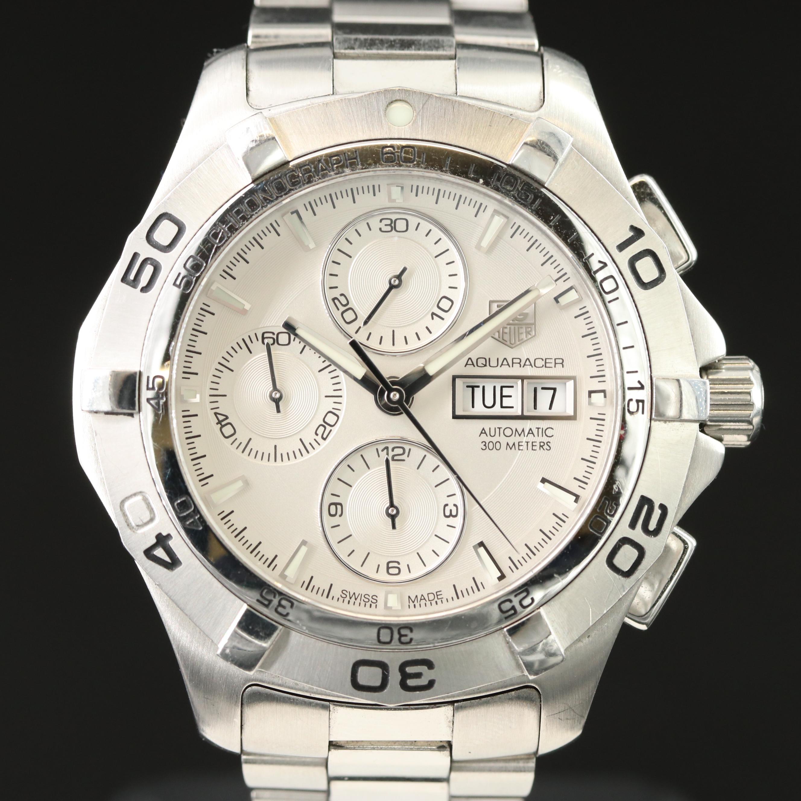 TAG Heuer Aquaracer Chronograph Silver 43mm Steel Automatic Watch CAF2011