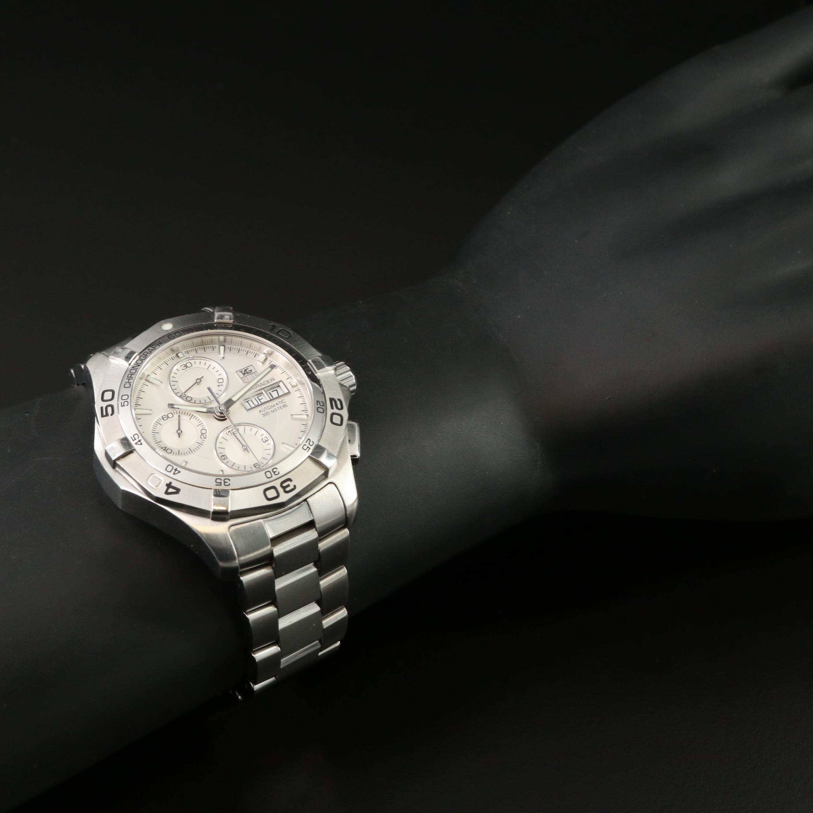 TAG Heuer Aquaracer Chronograph Silver 43mm Steel Automatic Watch CAF2011