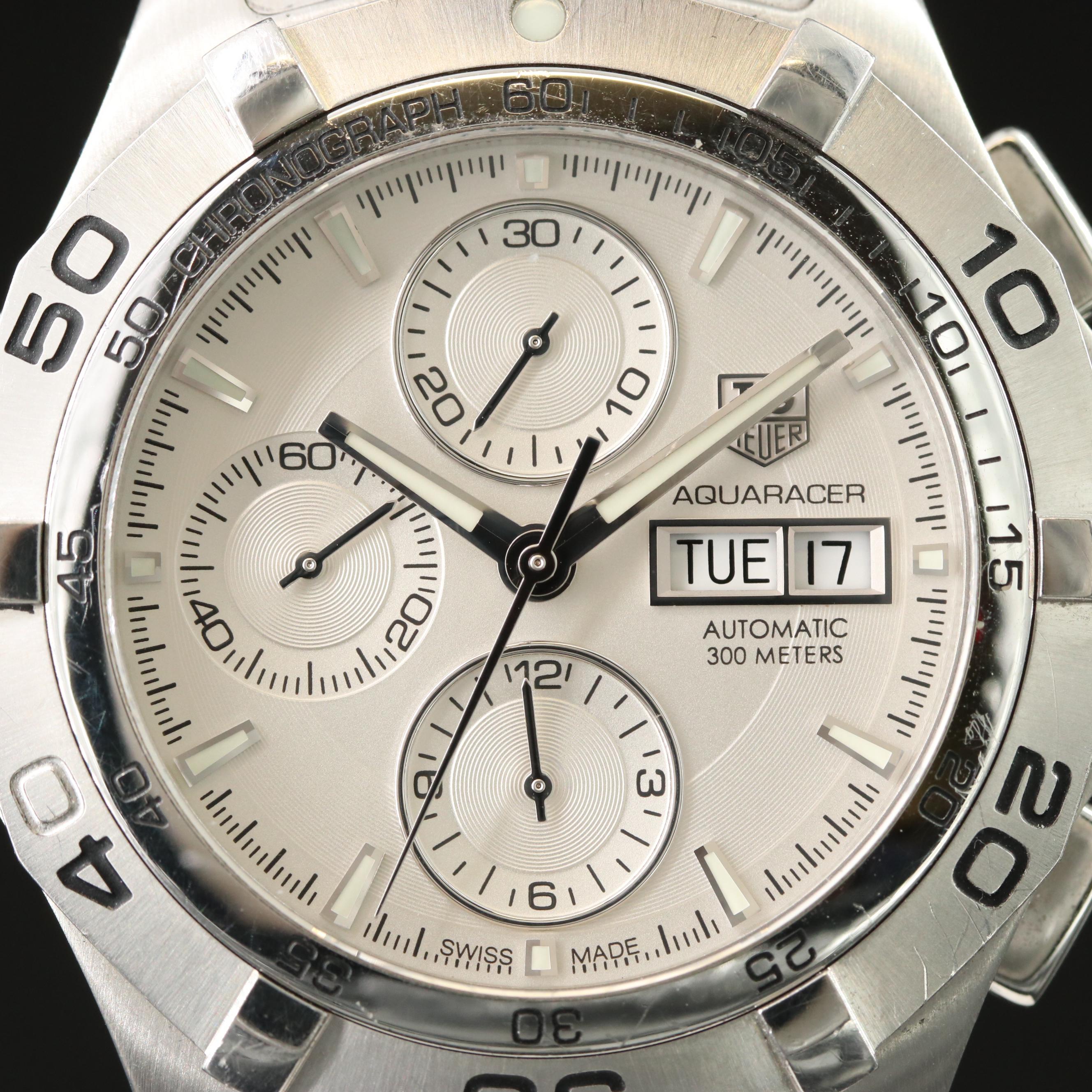 TAG Heuer Aquaracer Chronograph Silver 43mm Steel Automatic Watch CAF2011