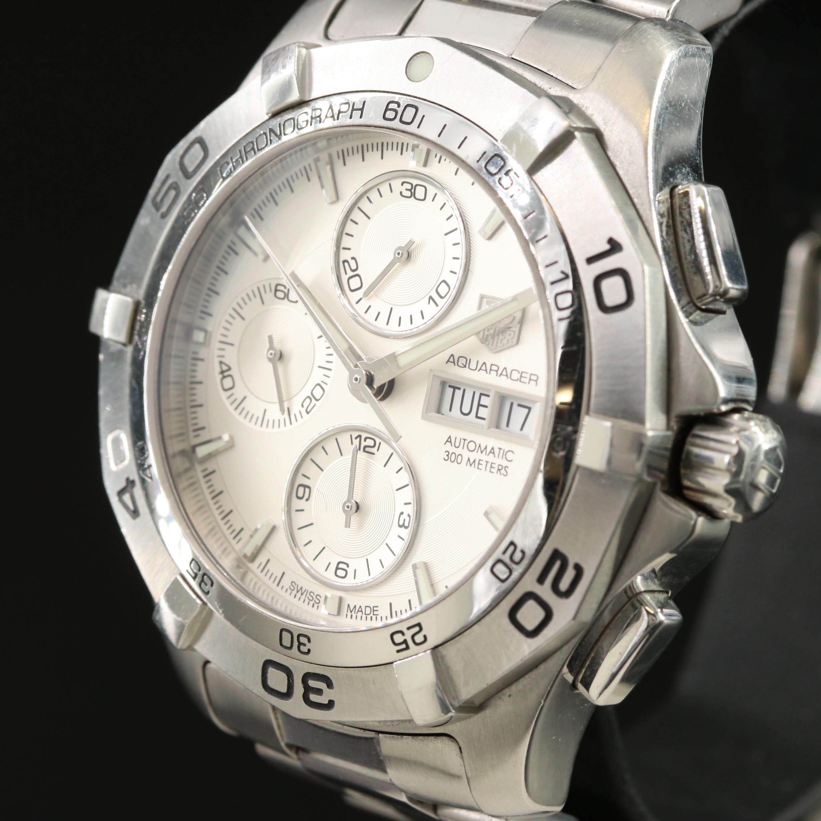 TAG Heuer Aquaracer Chronograph Silver 43mm Steel Automatic Watch CAF2011