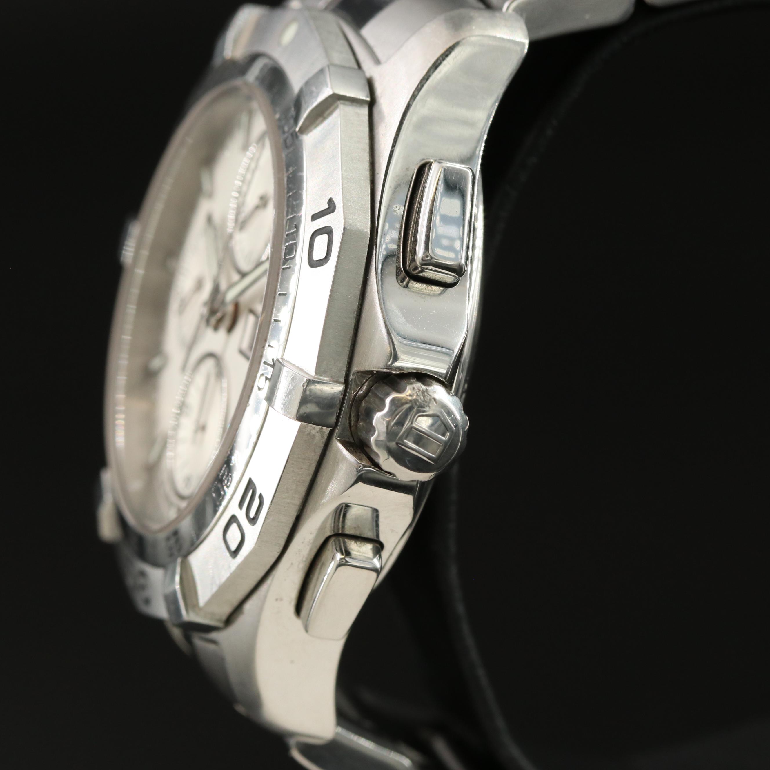 TAG Heuer Aquaracer Chronograph Silver 43mm Steel Automatic Watch CAF2011