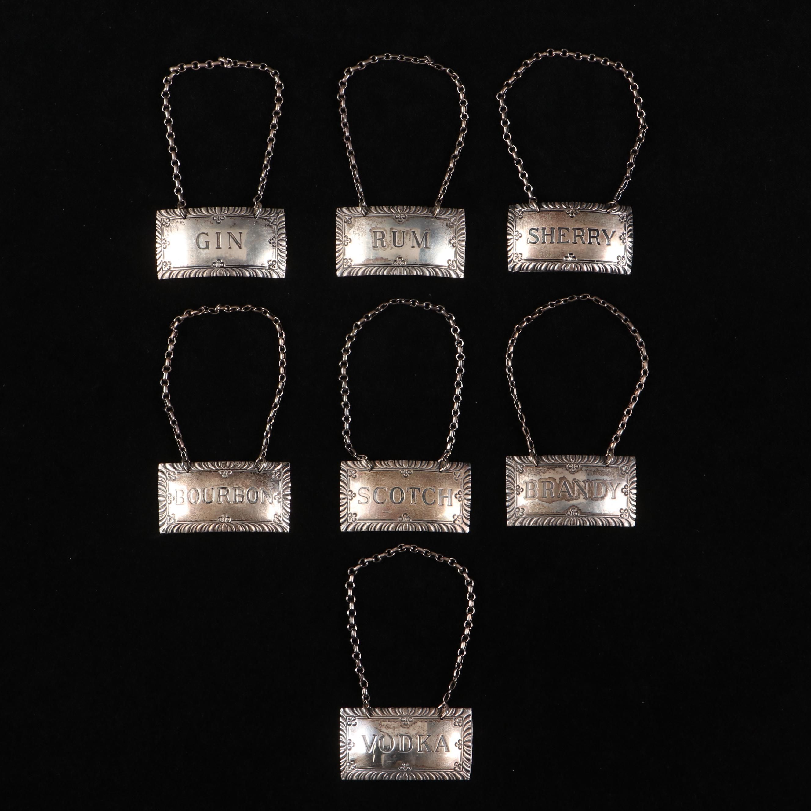 Stieff Williamsburg Restoration Sterling Silver Bottle Tags