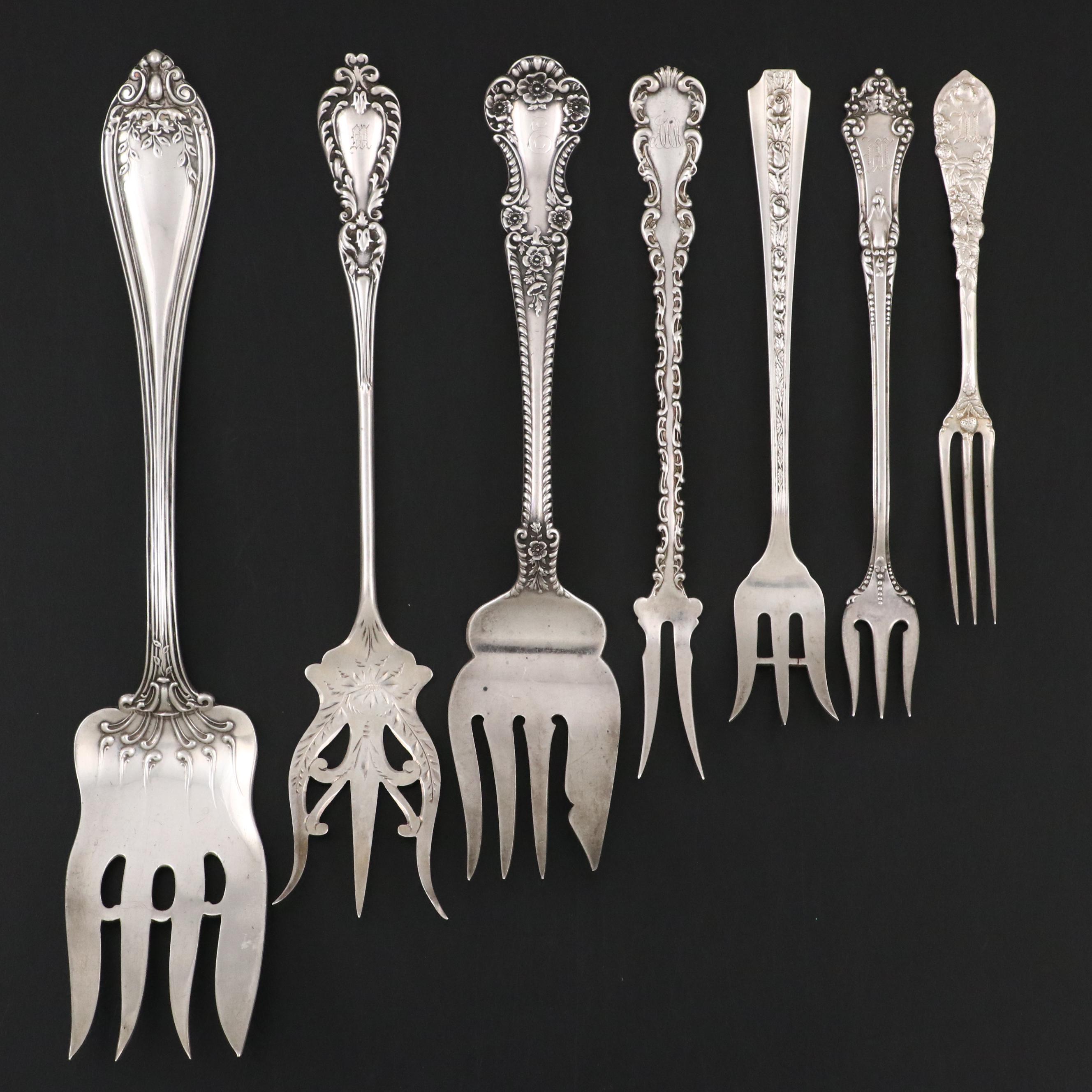 Gorham "Cambridge" Sterling Meat Fork and Other American Sterling Serving Forks