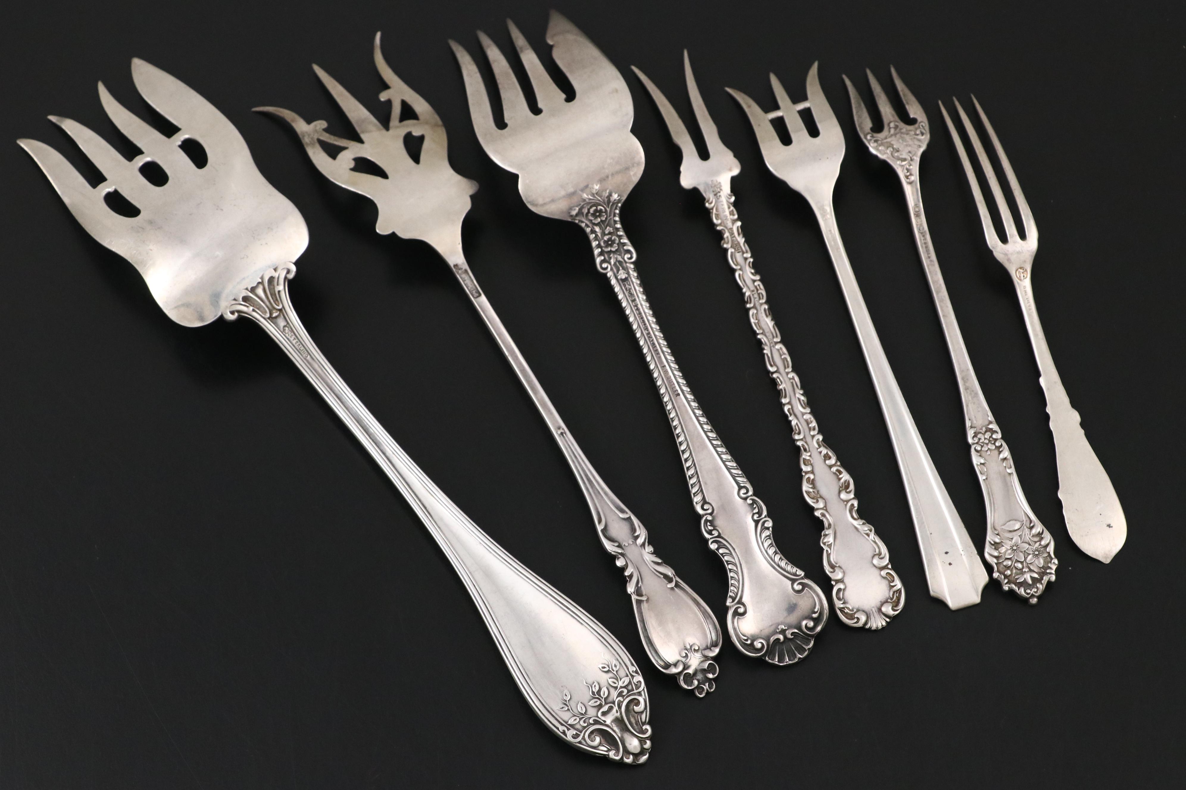 Gorham "Cambridge" Sterling Meat Fork and Other American Sterling Serving Forks