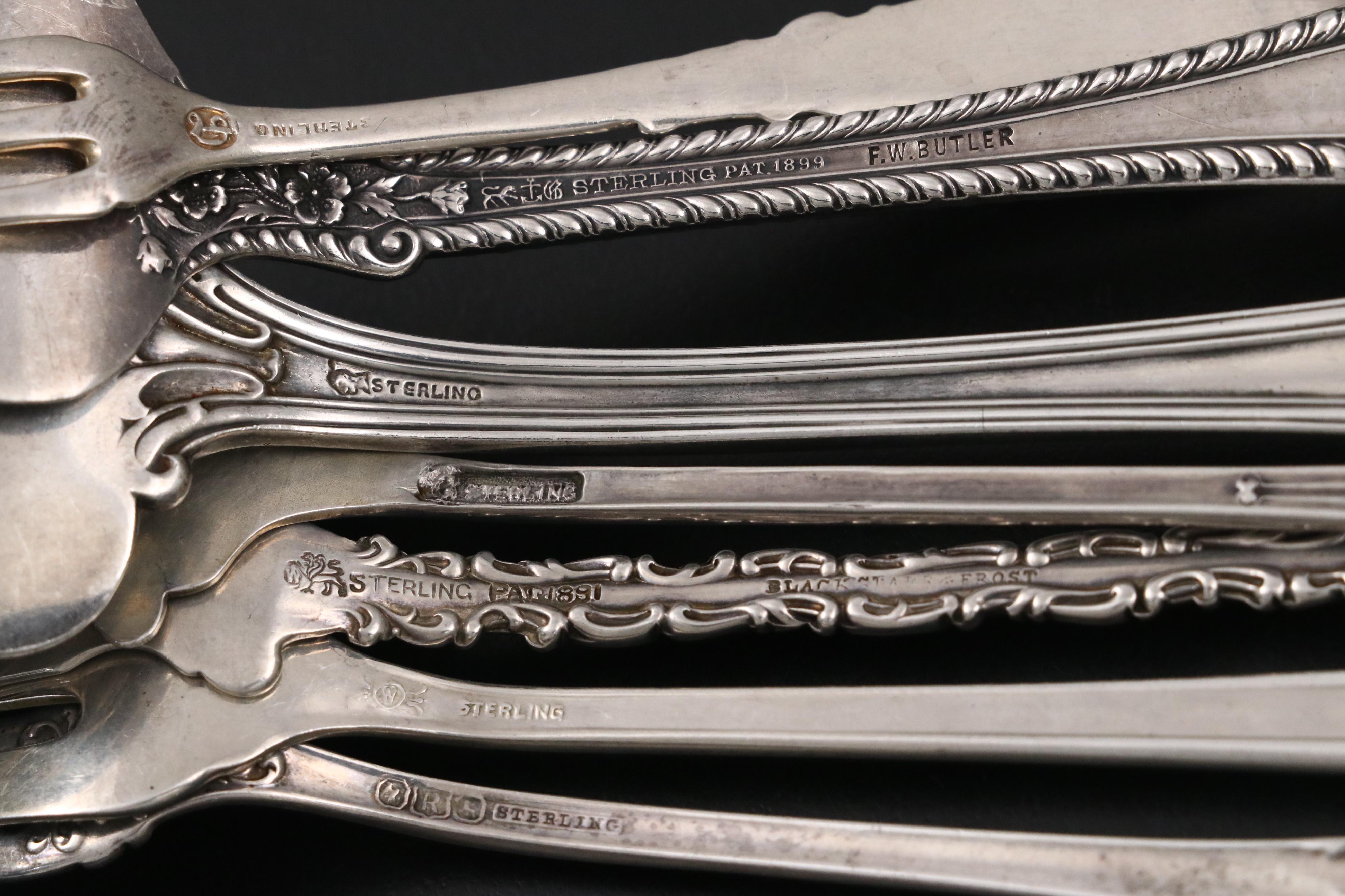 Gorham "Cambridge" Sterling Meat Fork and Other American Sterling Serving Forks