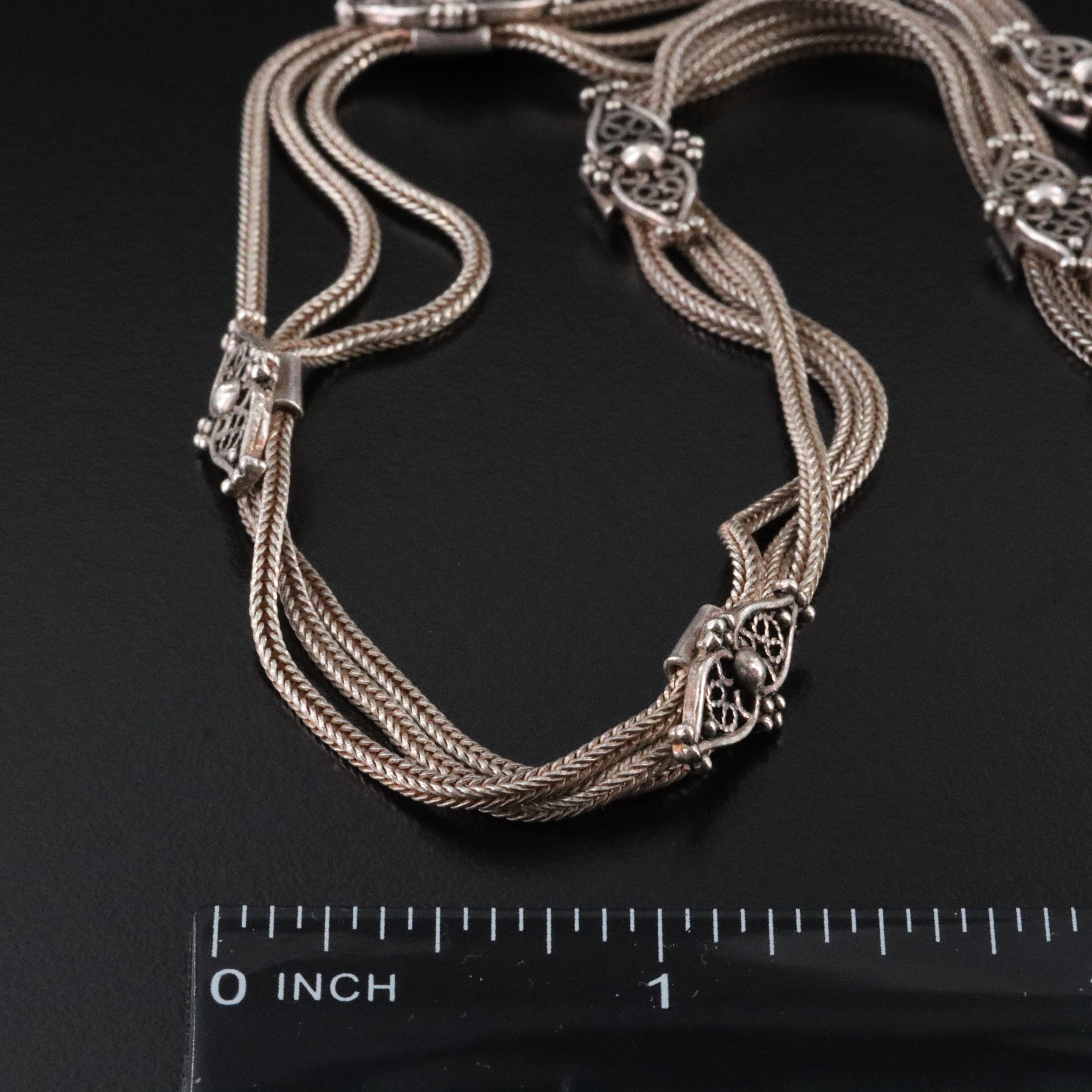 Turkish Sterling Foxtail Chain Station Necklace