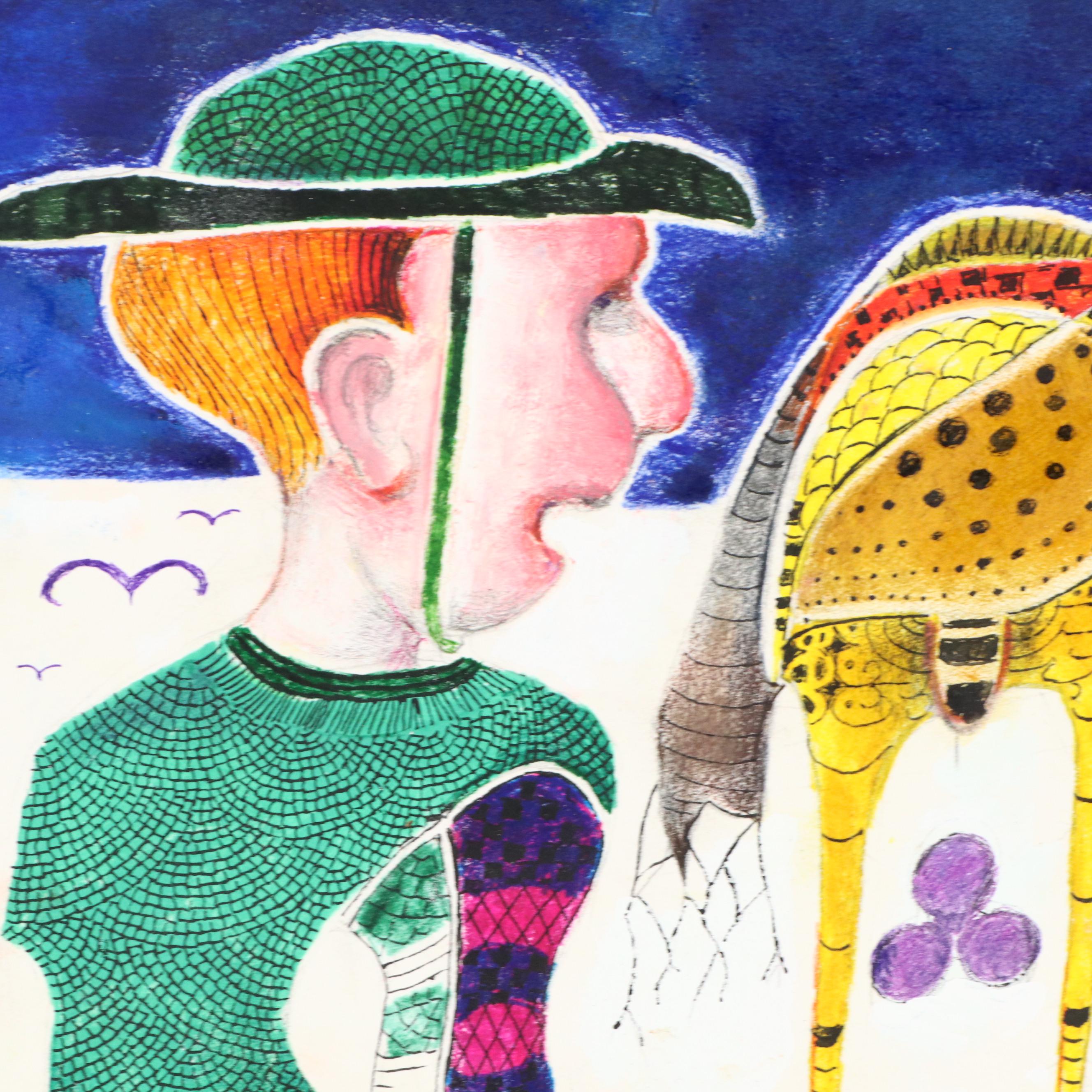 Nikolay "Kuk" Manuylov Surrealist Figural Mixed Media Illustration, 2017