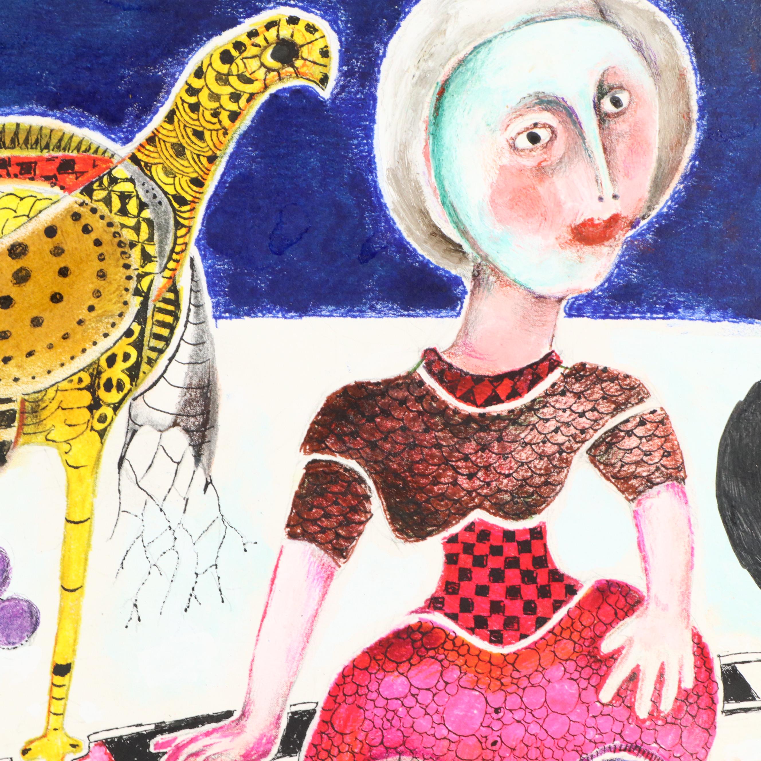 Nikolay "Kuk" Manuylov Surrealist Figural Mixed Media Illustration, 2017