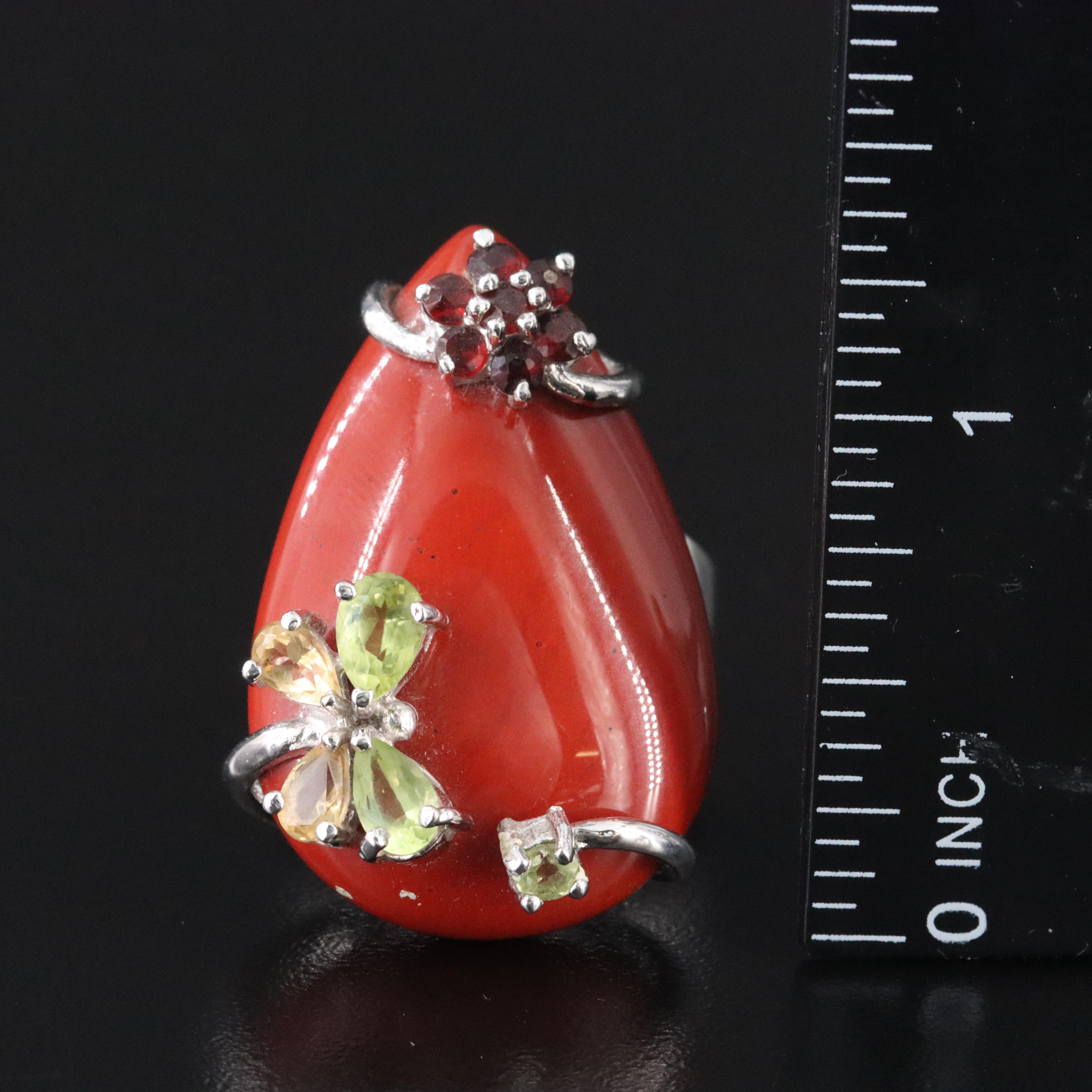 Sterling Jasper and Gemstone Ring