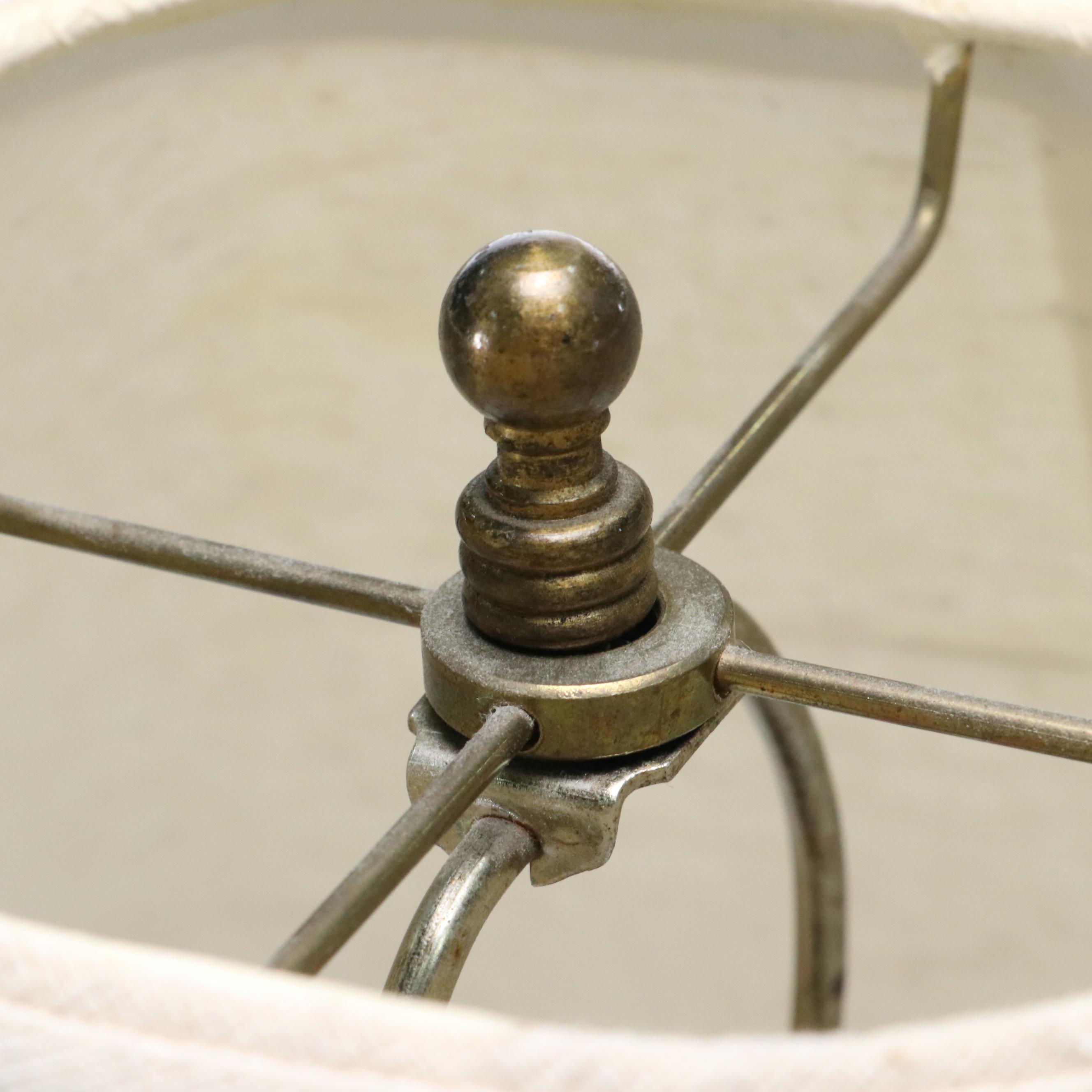 Victorian Birdcage Table Lamp with Slubbed Cotton Shade