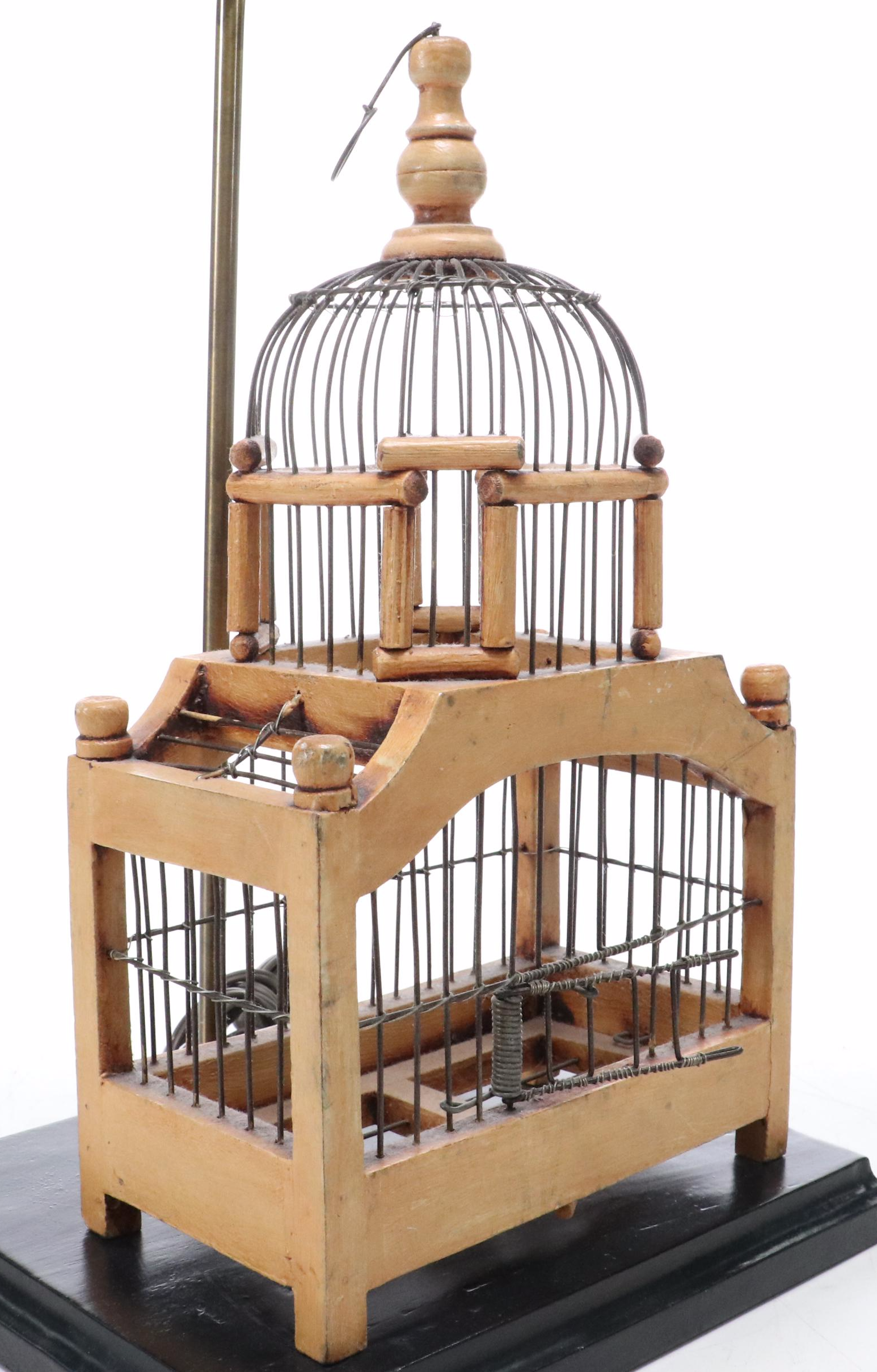 Victorian Birdcage Table Lamp with Slubbed Cotton Shade