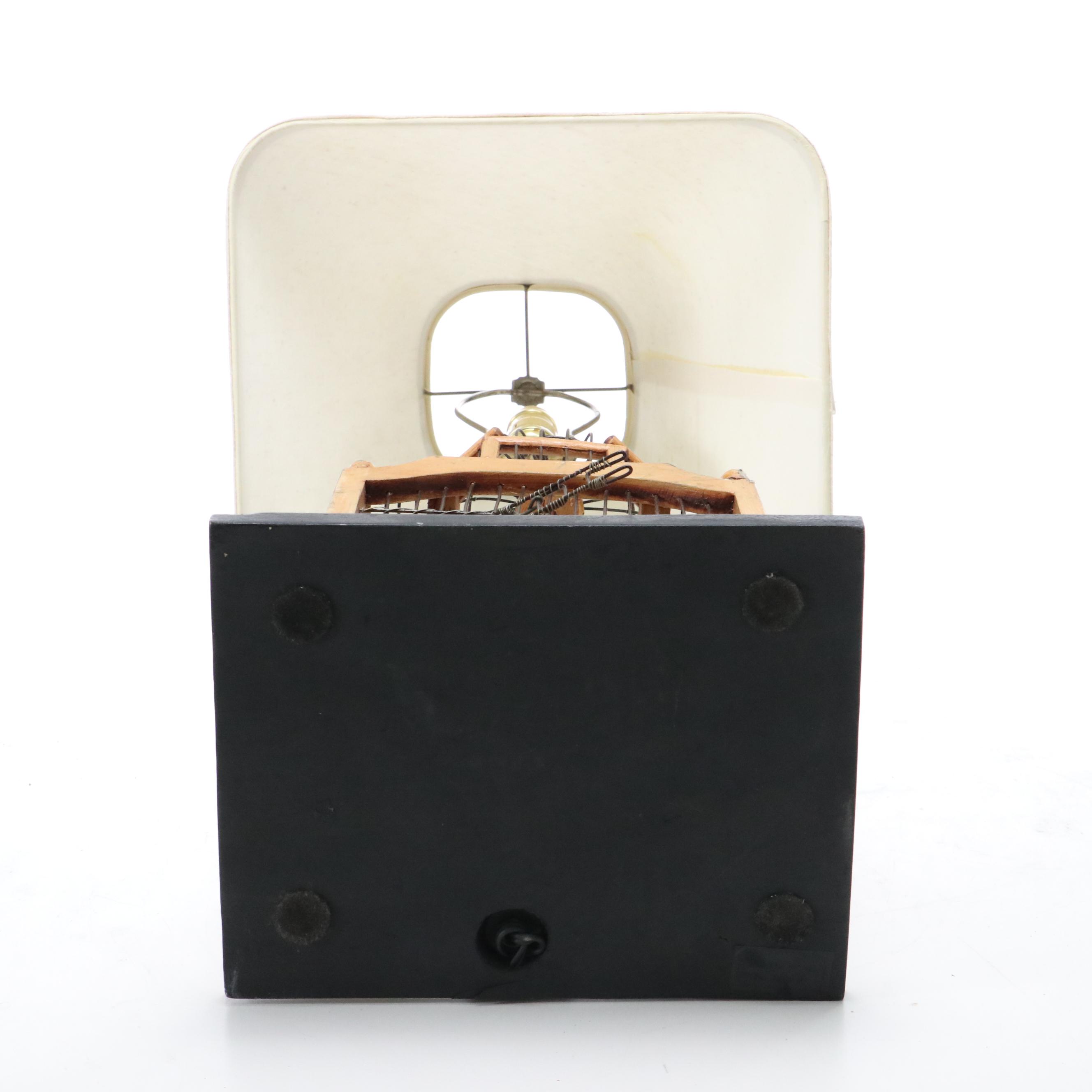 Victorian Birdcage Table Lamp with Slubbed Cotton Shade