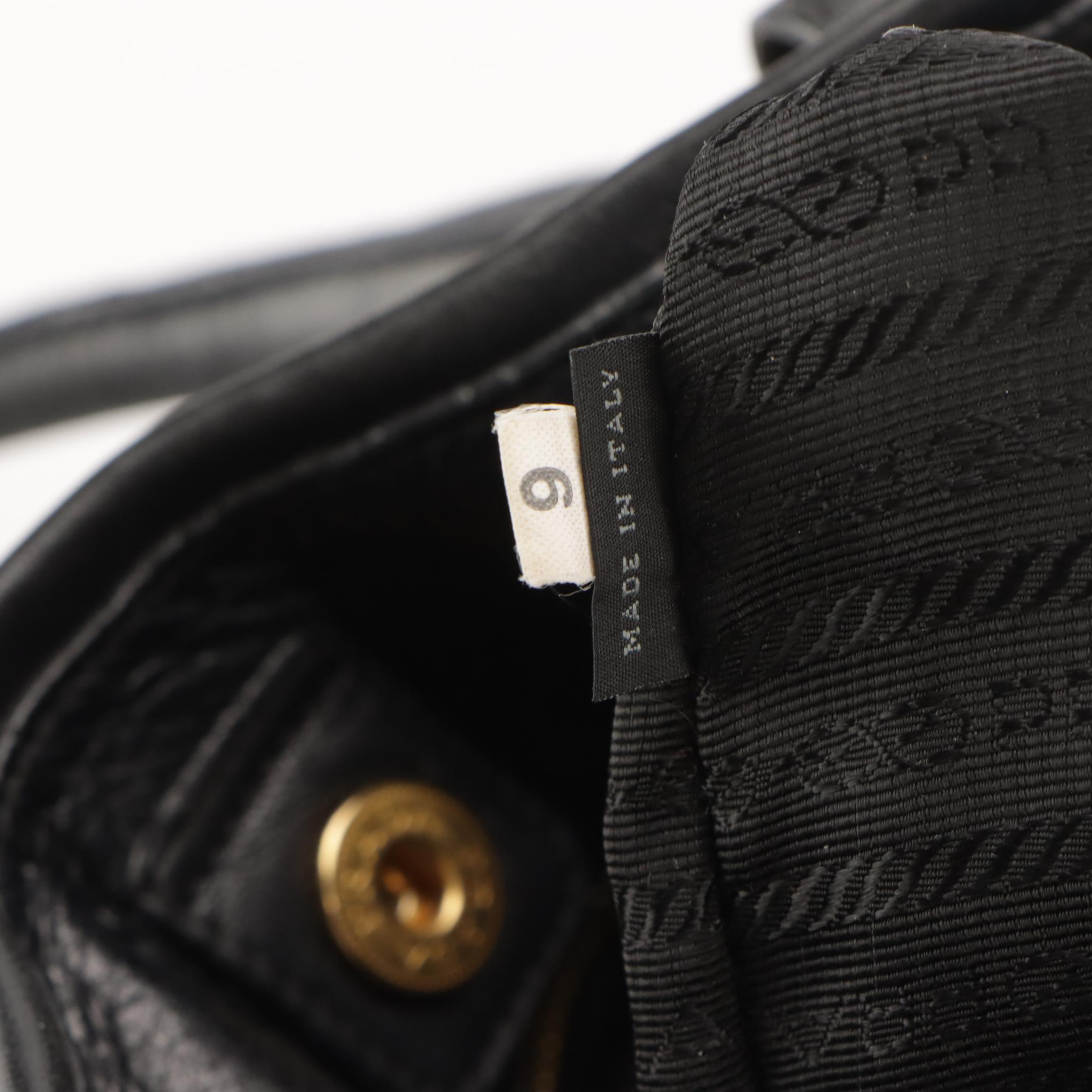 Prada Canapa Logo Shoulder Bag in Black Tessuto Nylon and Leather