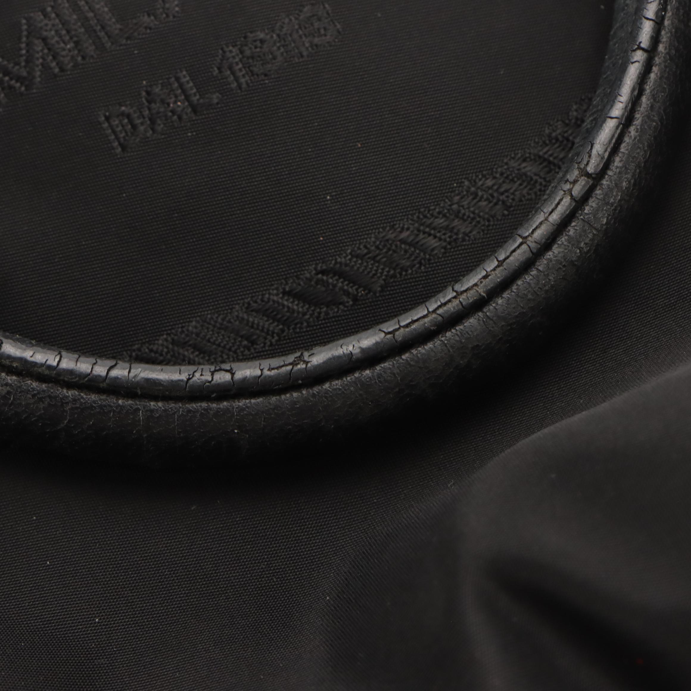 Prada Canapa Logo Shoulder Bag in Black Tessuto Nylon and Leather