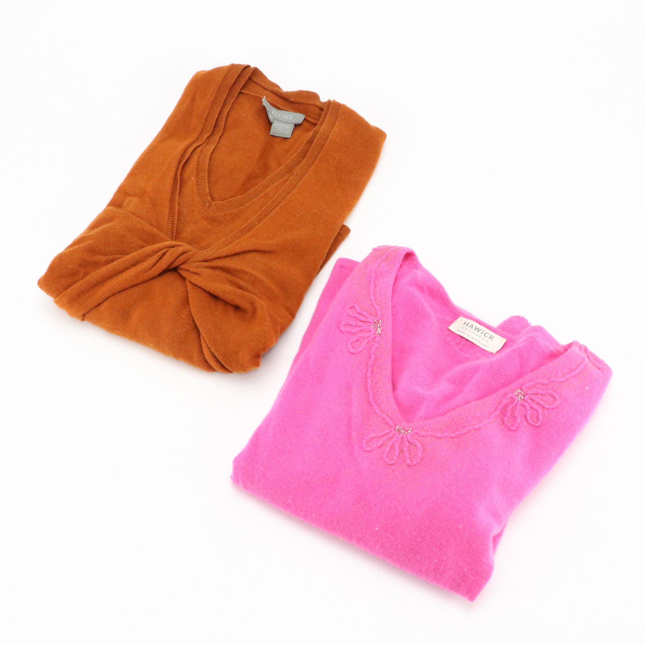 Hawick Embellished Cashmere & Eccoci Silk and Cashmere Blend Long Sleeve Tops
