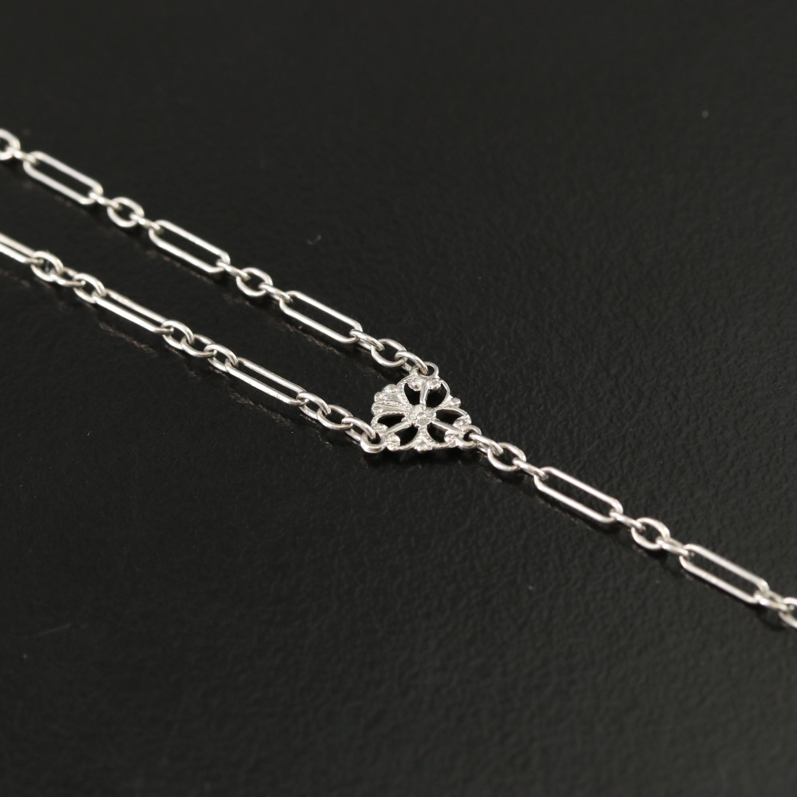 Art Deco 6.15 CTW Diamond Brooch-Pendant Necklace with Openwork Palmette Motif