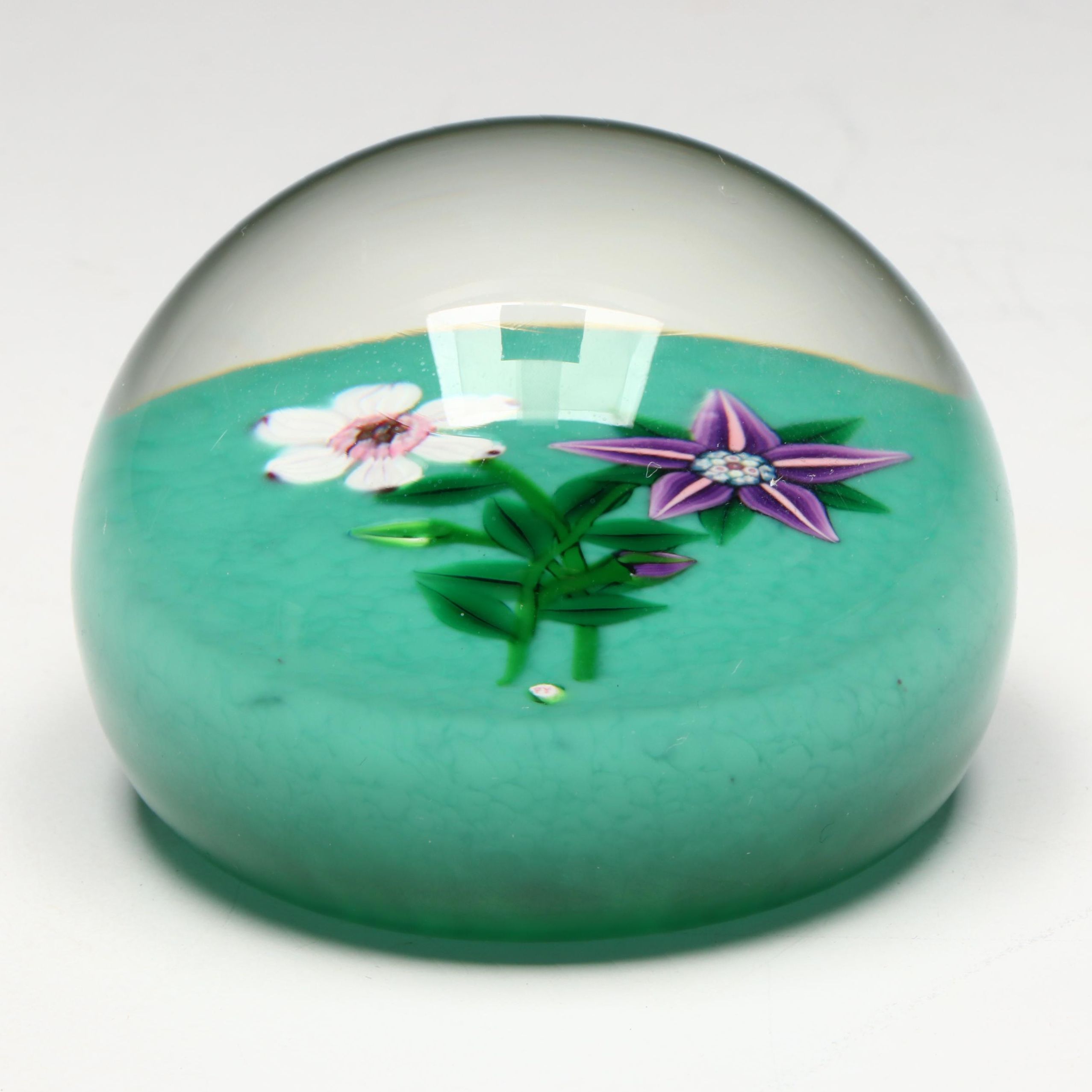 Paul Ysart Handcrafted Floral Art Glass Paperweight