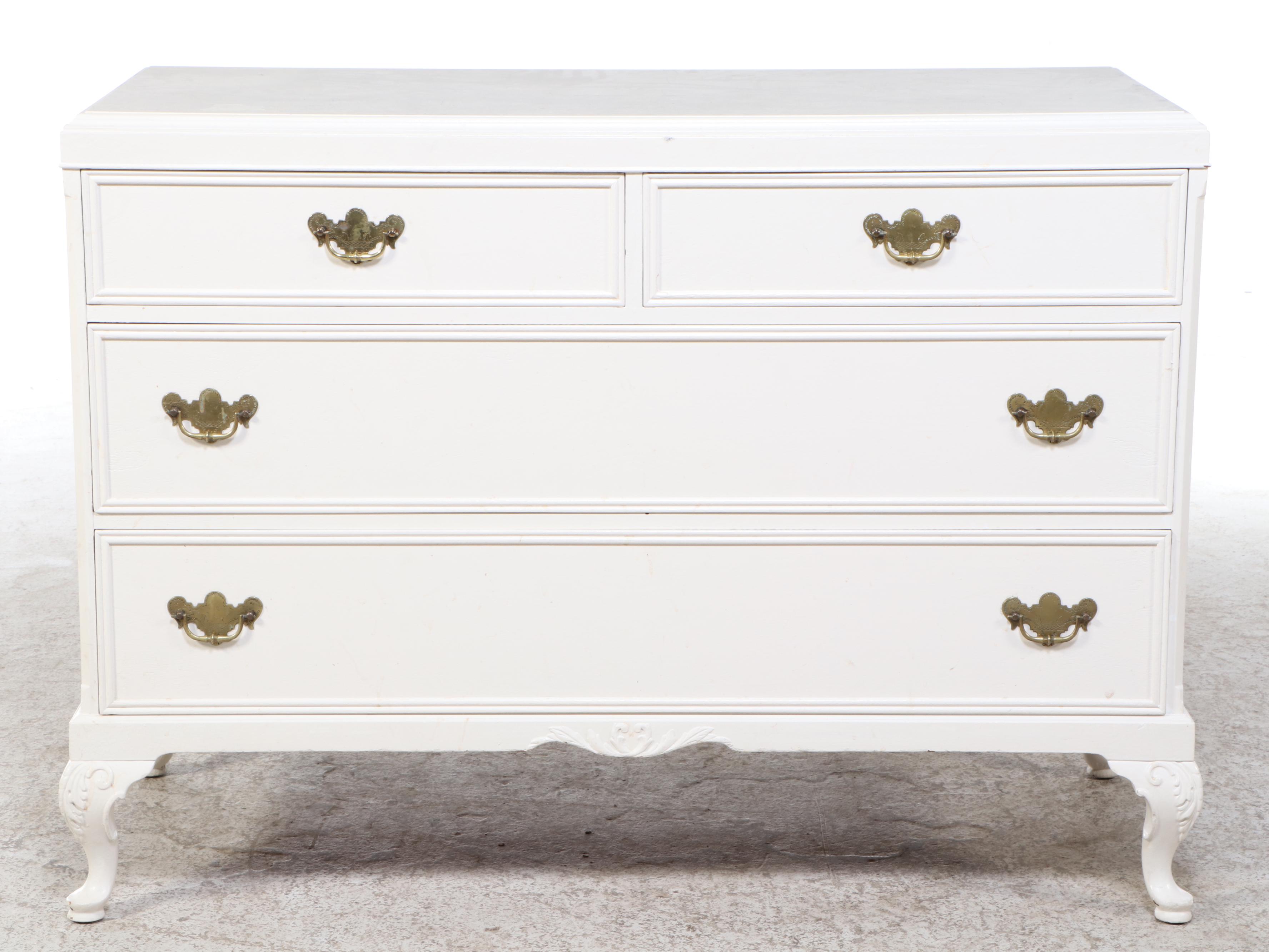 Northern Furniture Co. Queen Anne Style White-Painted Four-Drawer Chest