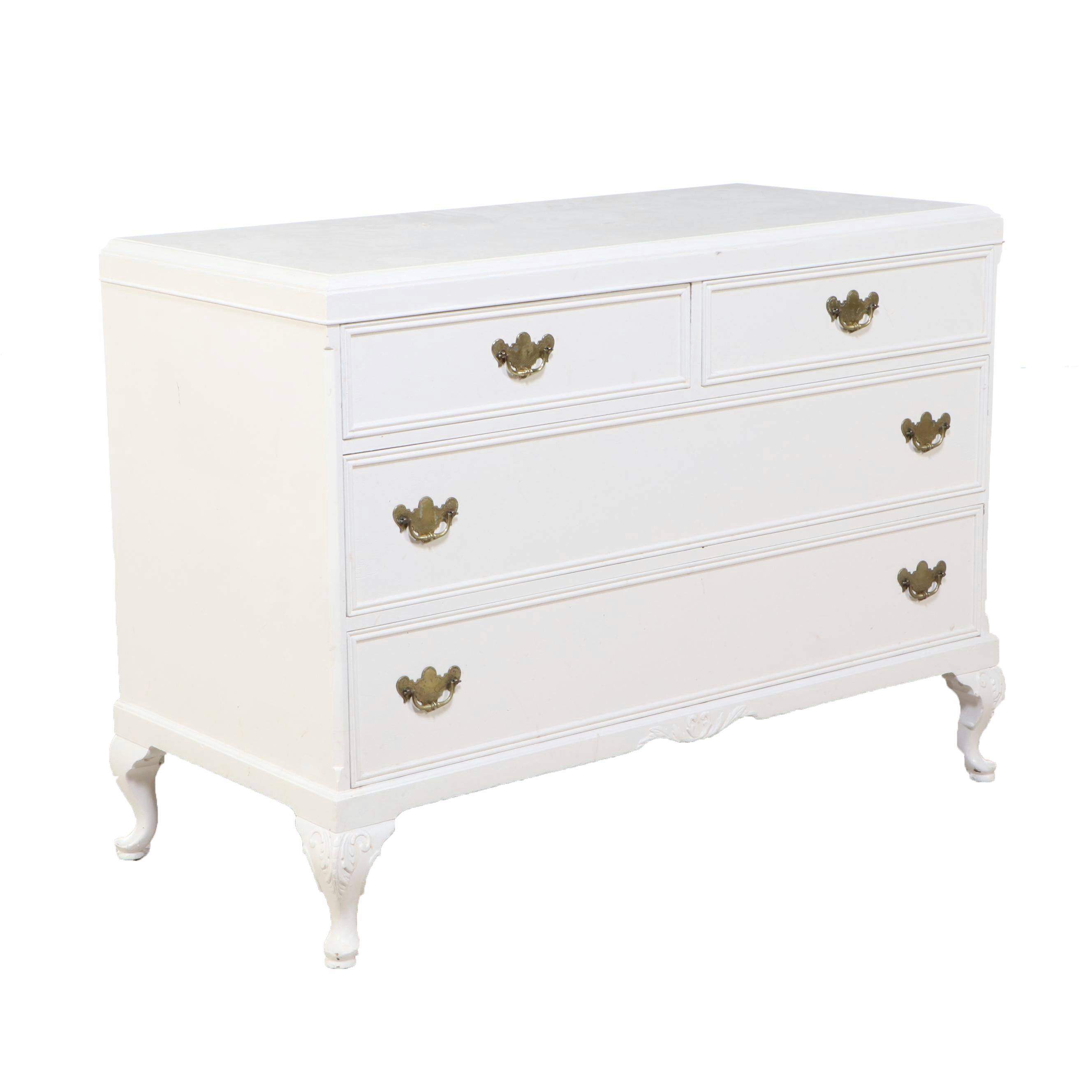 Northern Furniture Co. Queen Anne Style White-Painted Four-Drawer Chest