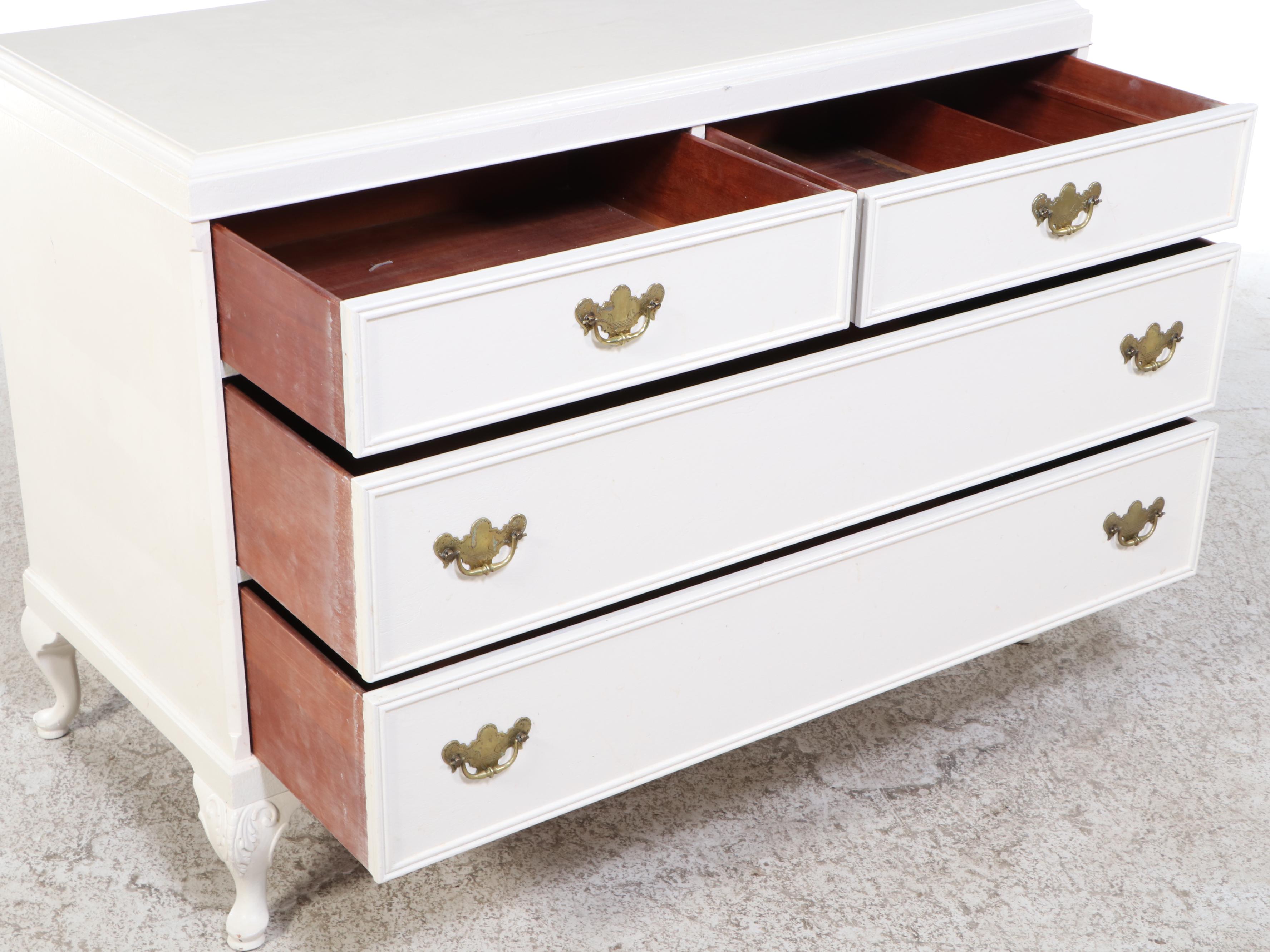 Northern Furniture Co. Queen Anne Style White-Painted Four-Drawer Chest