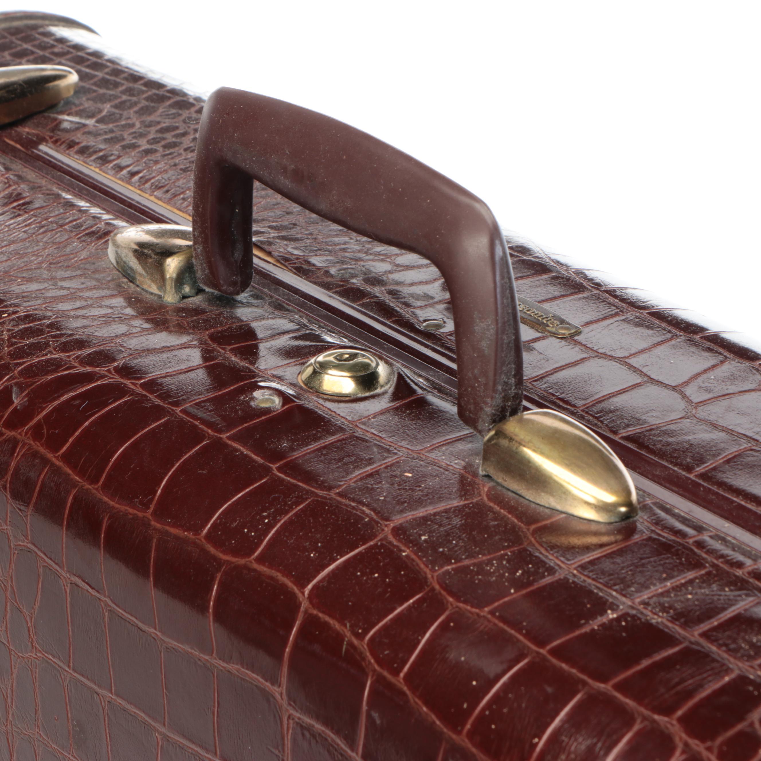 Pair of Shwayder Bros Inc Samsonite and Stebco Gulliver Alligator Luggage