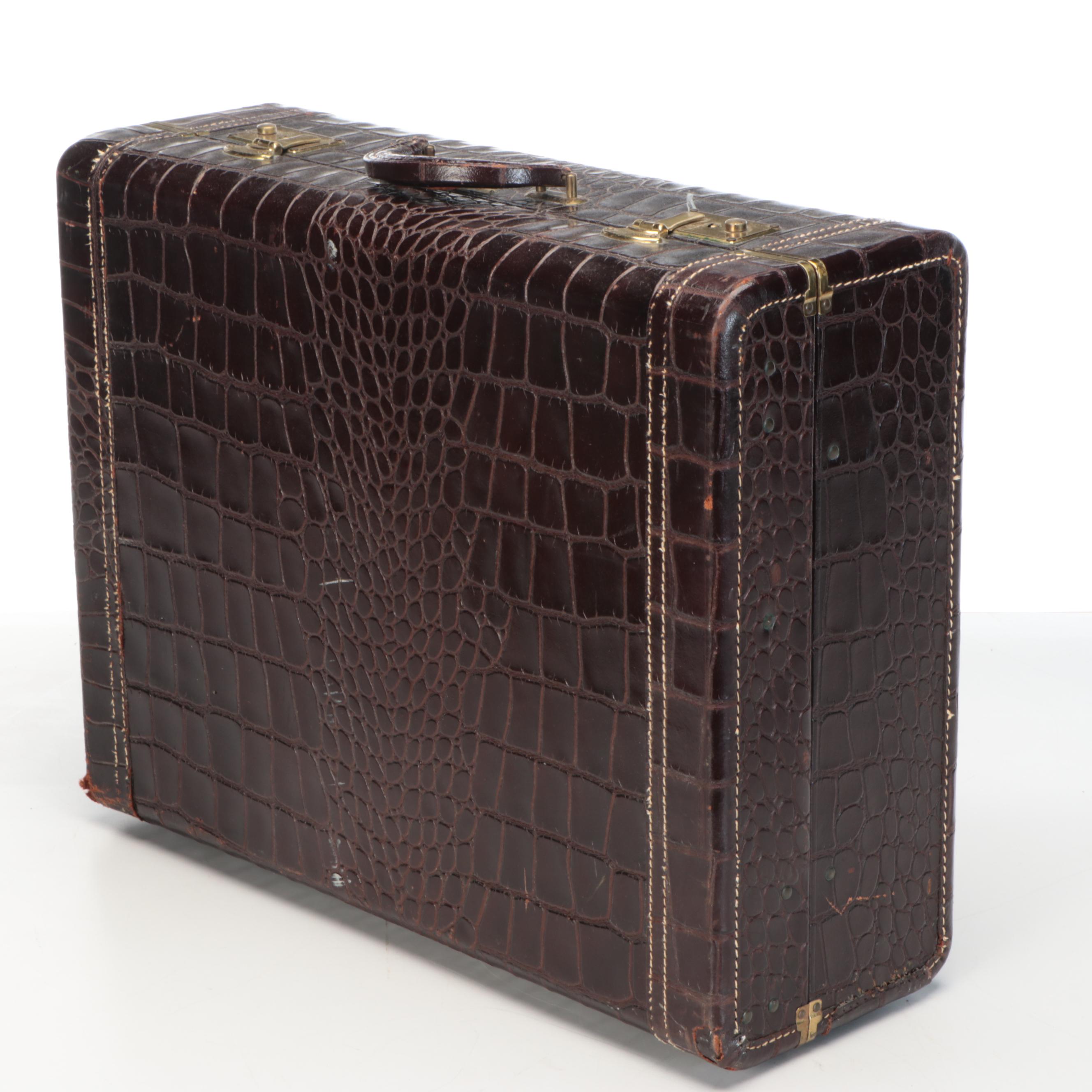 Pair of Shwayder Bros Inc Samsonite and Stebco Gulliver Alligator Luggage