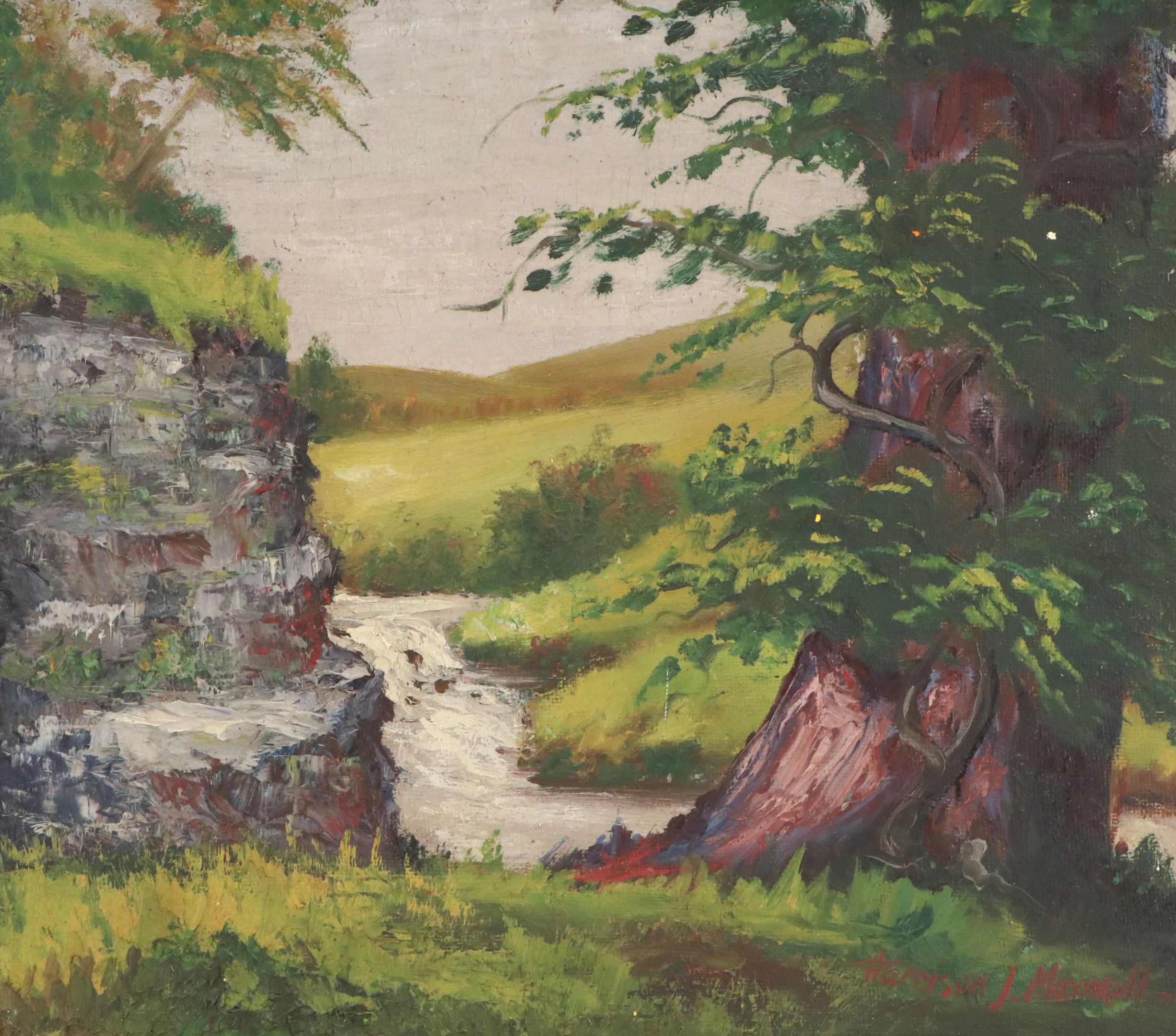 Harrison J. Maxwell Landscape Oil Painting "Rocky Fork, Near Gahanna"