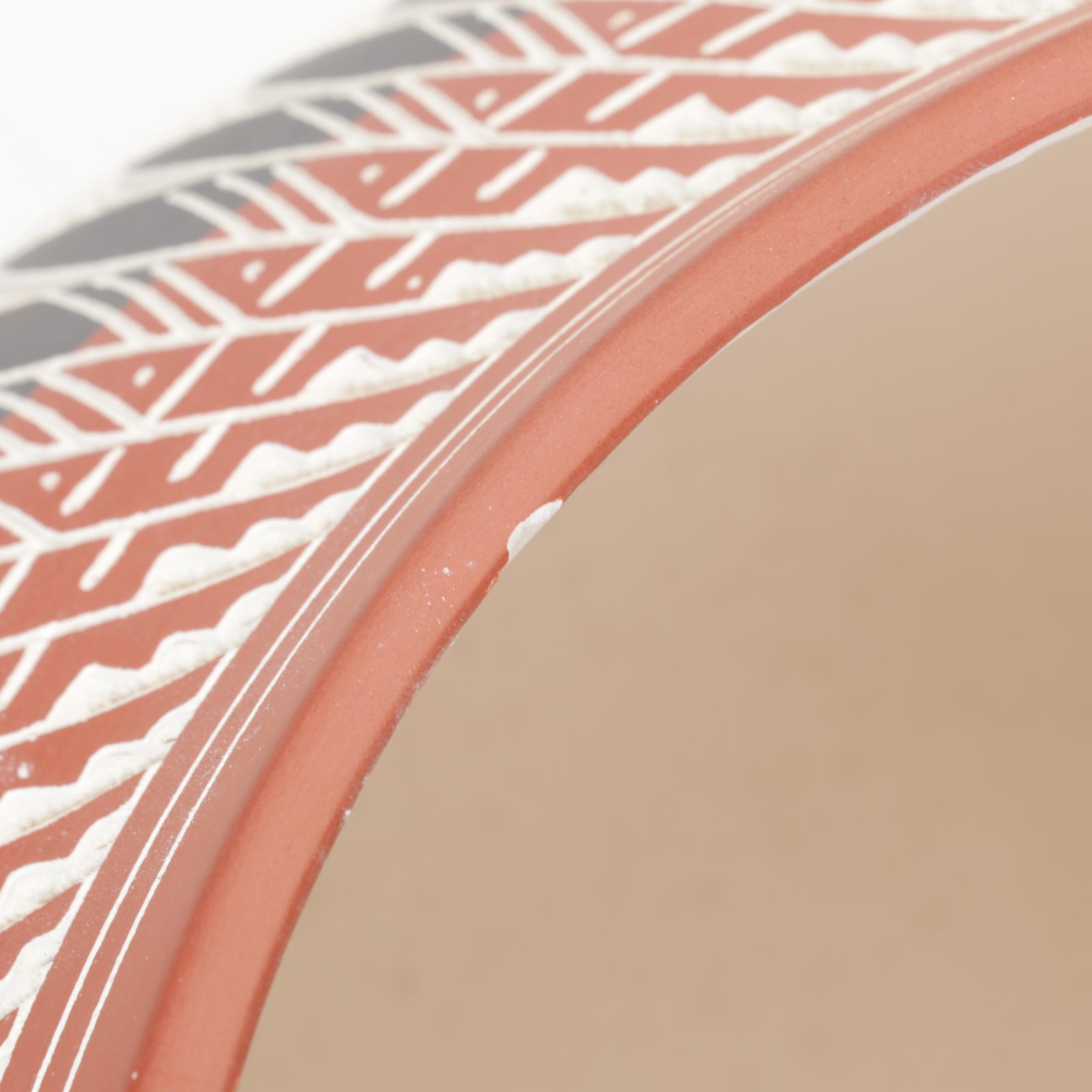 R. Aragon Acoma Pueblo Hand-Coiled Pottery Sgraffito Bear Motif Olla