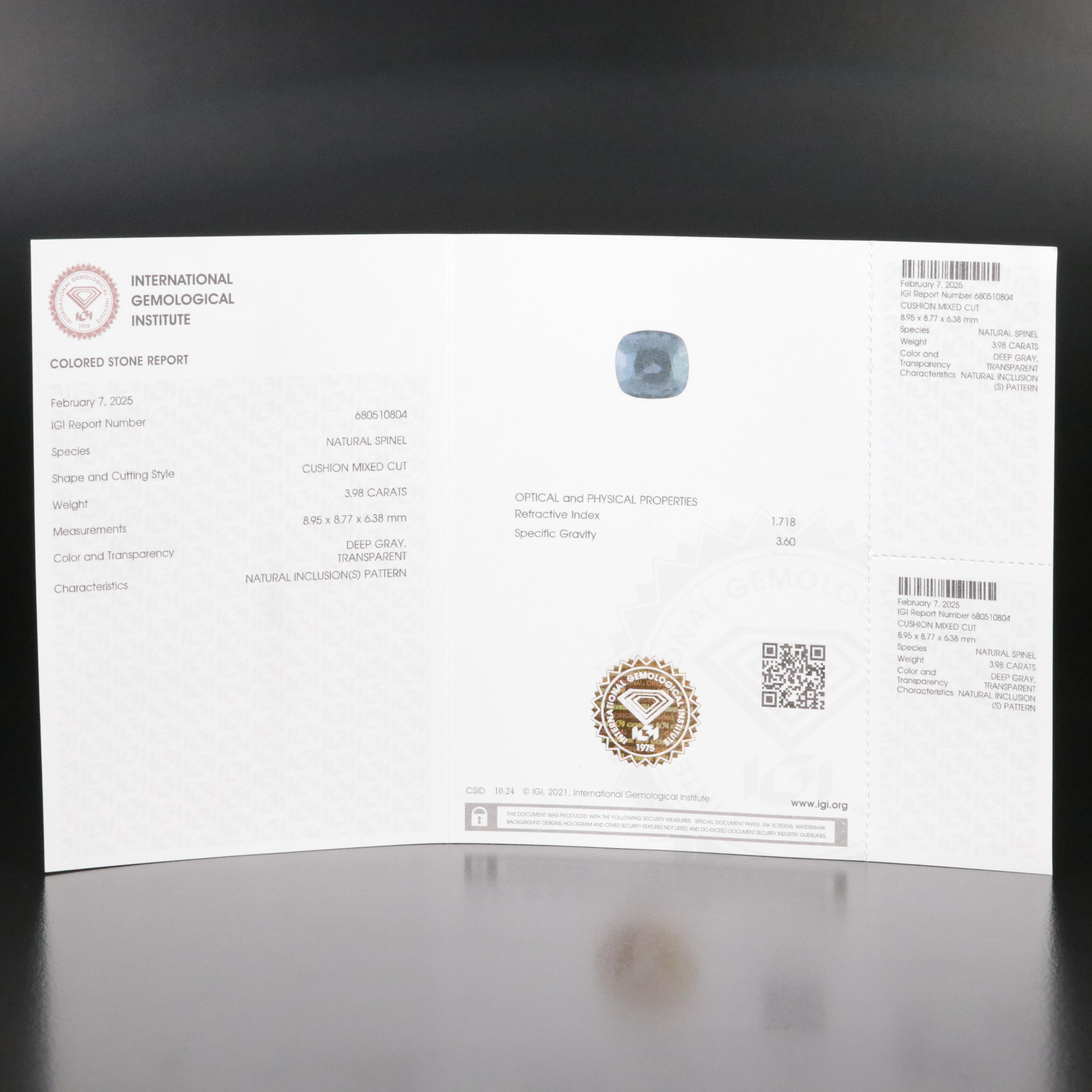 Loose 3.98 CT Spinel with IGI Report