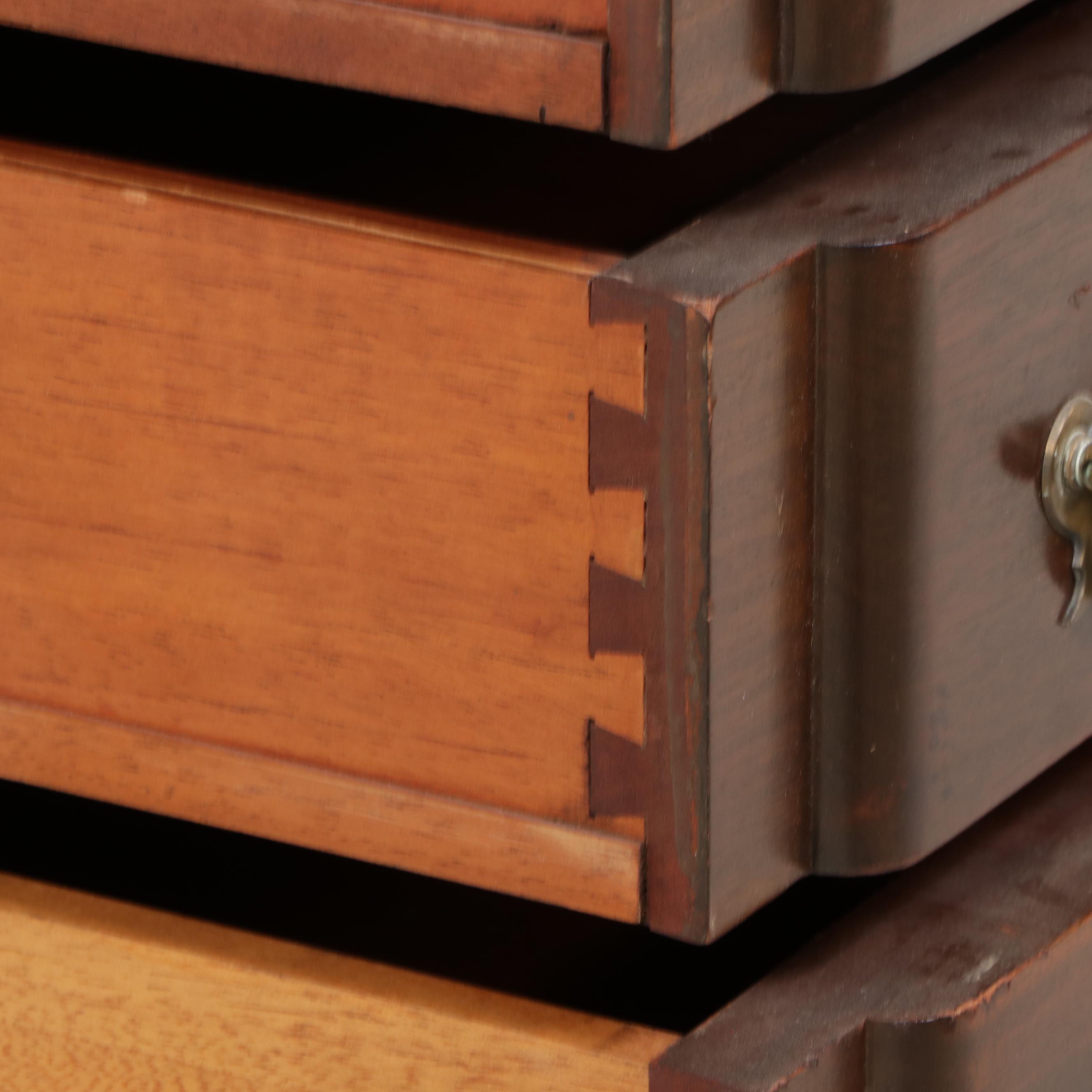 Chippendale Style Figured Mahogany Secretary Desk with Hutch, 20th Century