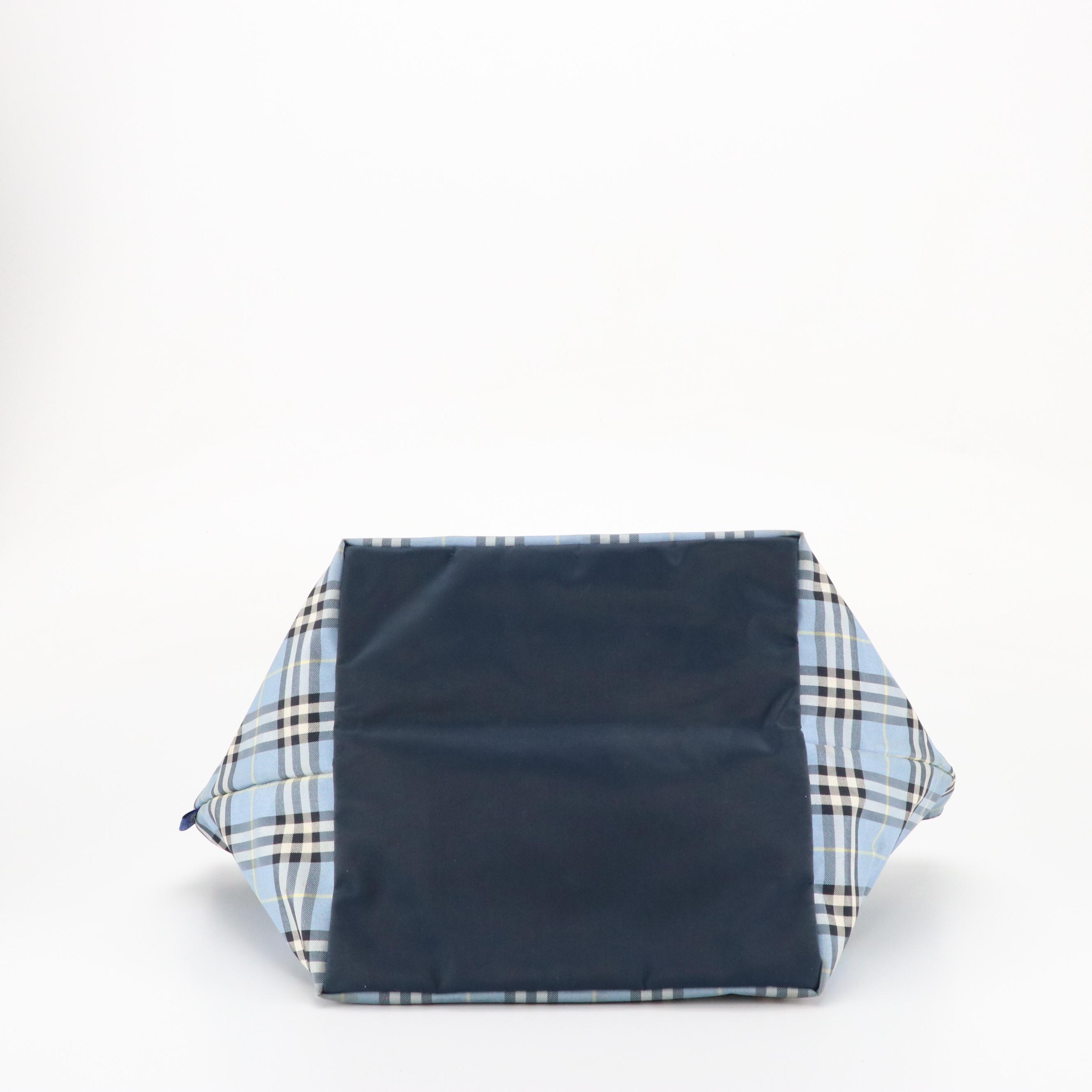 Burberry Blue Label Zip Tote Bag in Blue Vintage Check Nylon Canvas and Leather