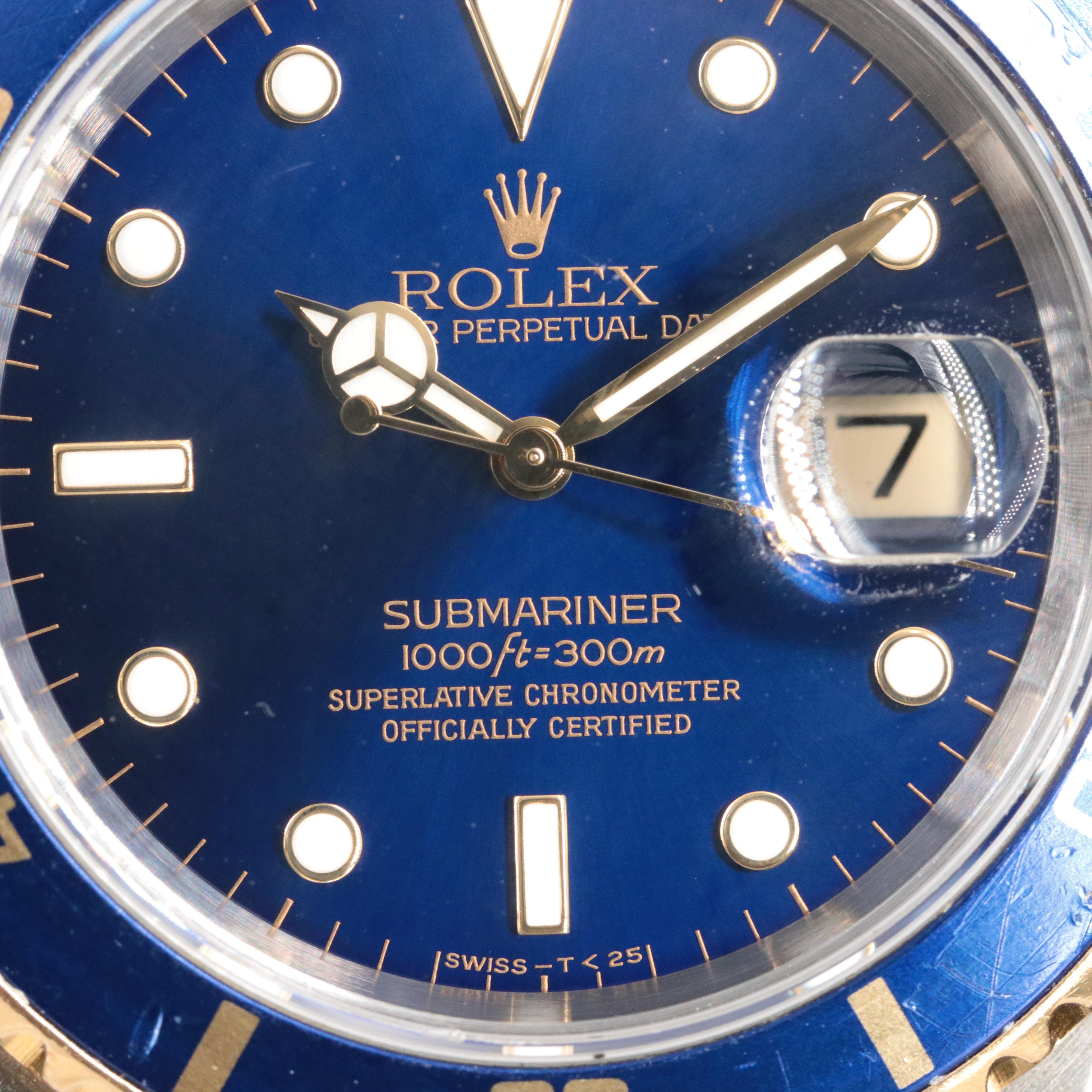 1996 Rolex Submariner 16613 Blue Dial 18K and Steel Watch